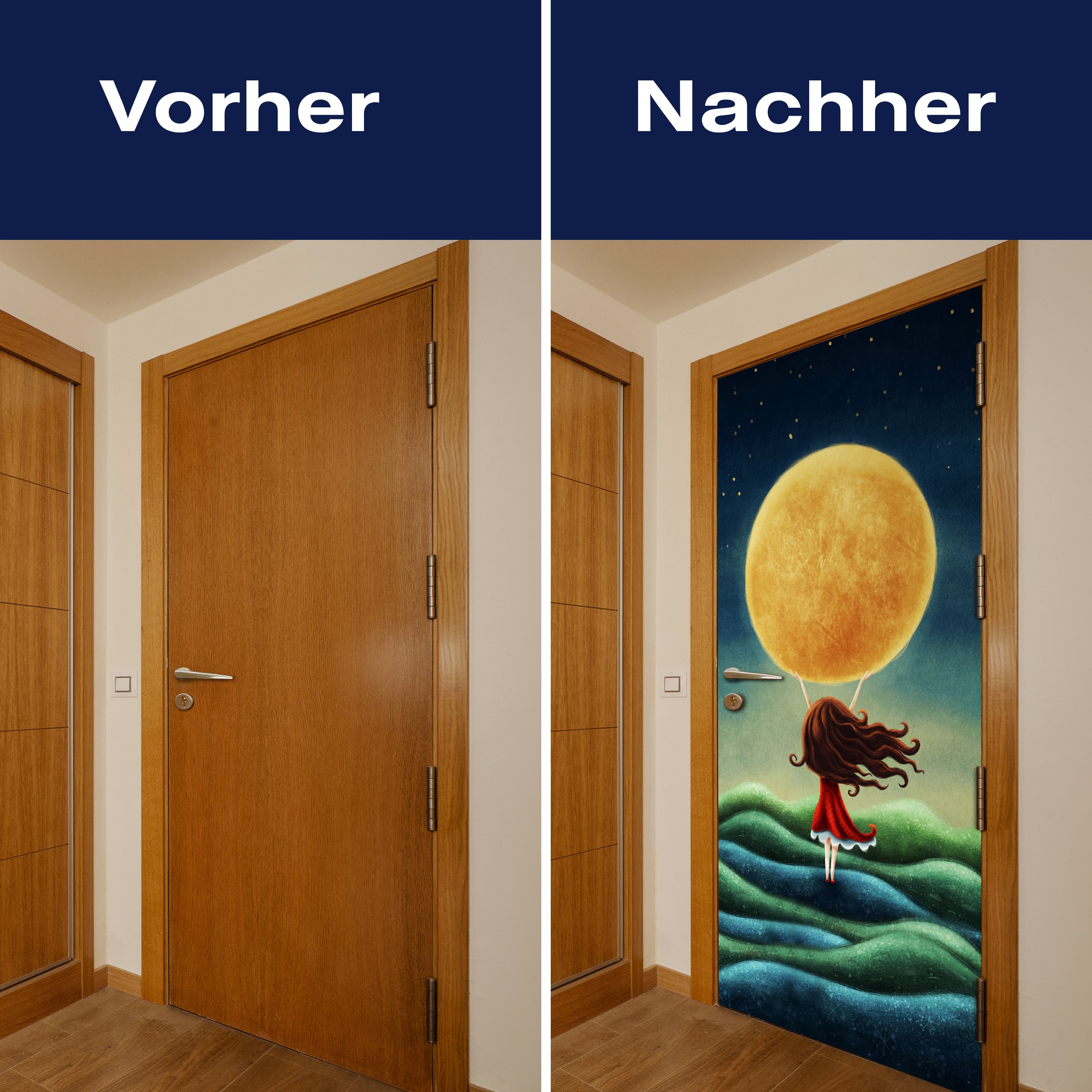 Türtapete Mädchen hält Mond, Felder, Nachthimmel M1263 - Bild 10 Türtapete Mädchen hält Mond, Felder, Nachthimmel M1263 - Bild 10