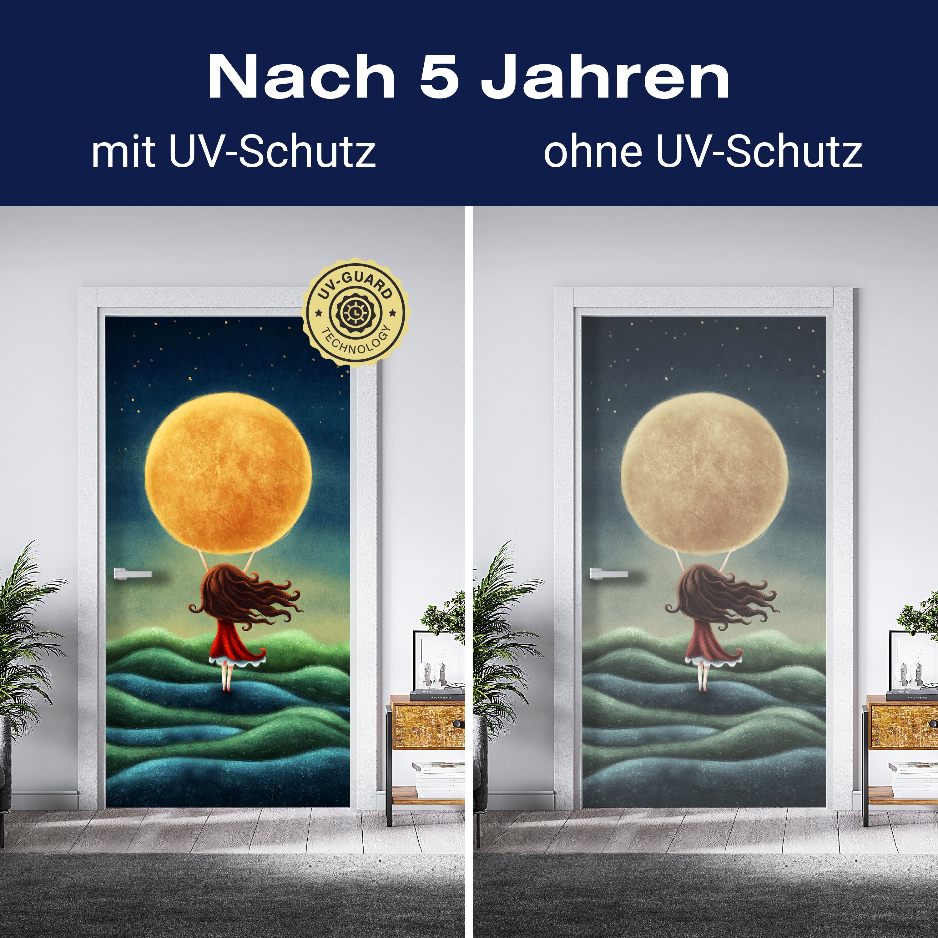 Türtapete Mädchen hält Mond, Felder, Nachthimmel M1263 - Bild 4 Türtapete Mädchen hält Mond, Felder, Nachthimmel M1263 - Bild 4