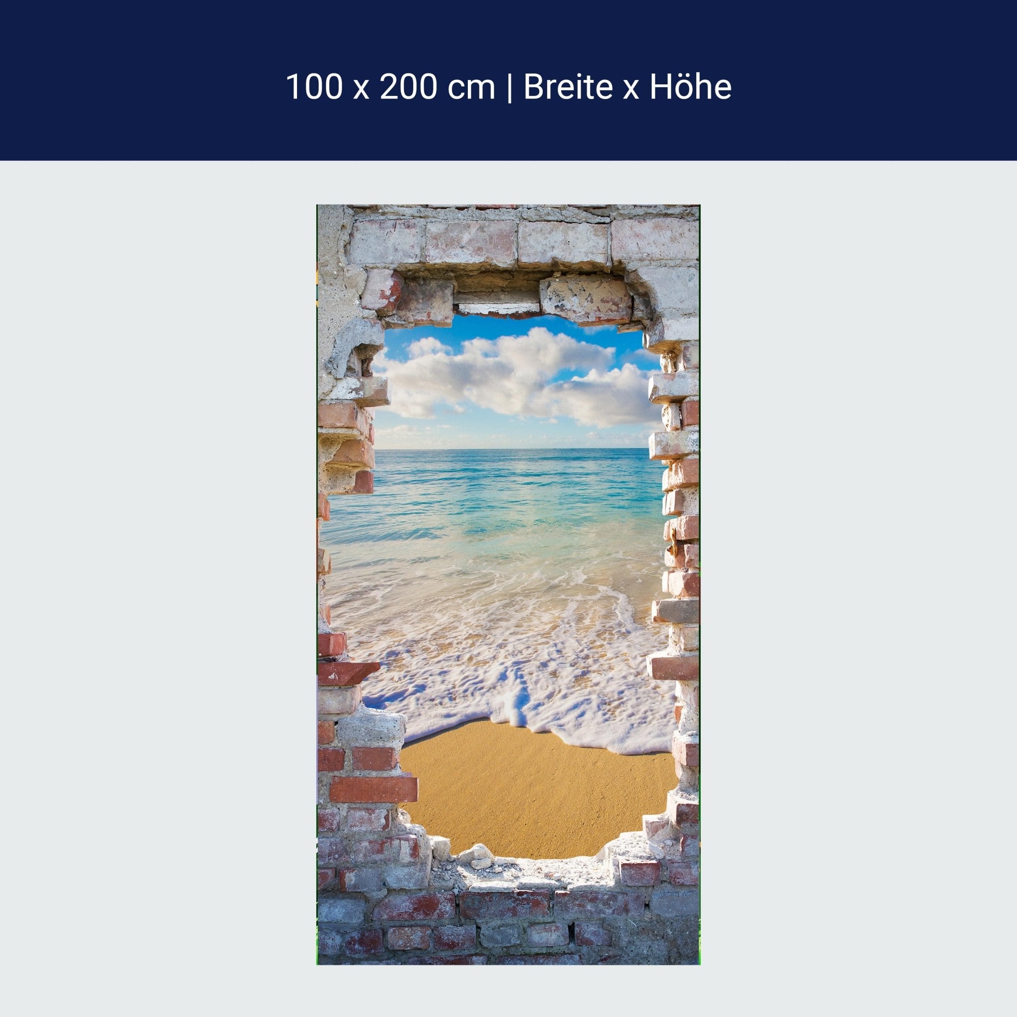 Türtapete 3D Steinwand, Ausblick, Meer, Strand M1265 Türtapete 3D Steinwand, Ausblick, Meer, Strand M1265