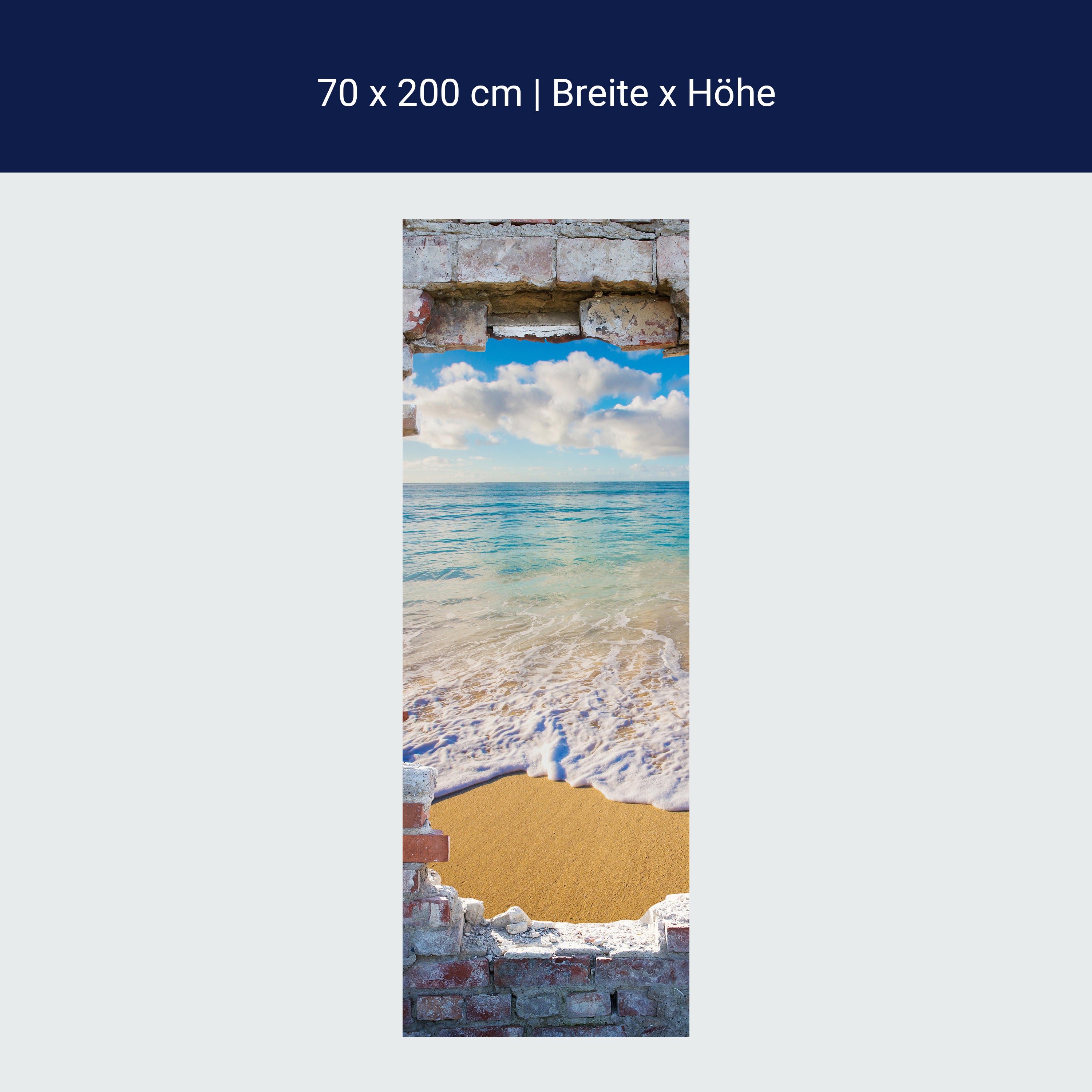 Türtapete 3D Steinwand, Ausblick, Meer, Strand M1265 Türtapete 3D Steinwand, Ausblick, Meer, Strand M1265