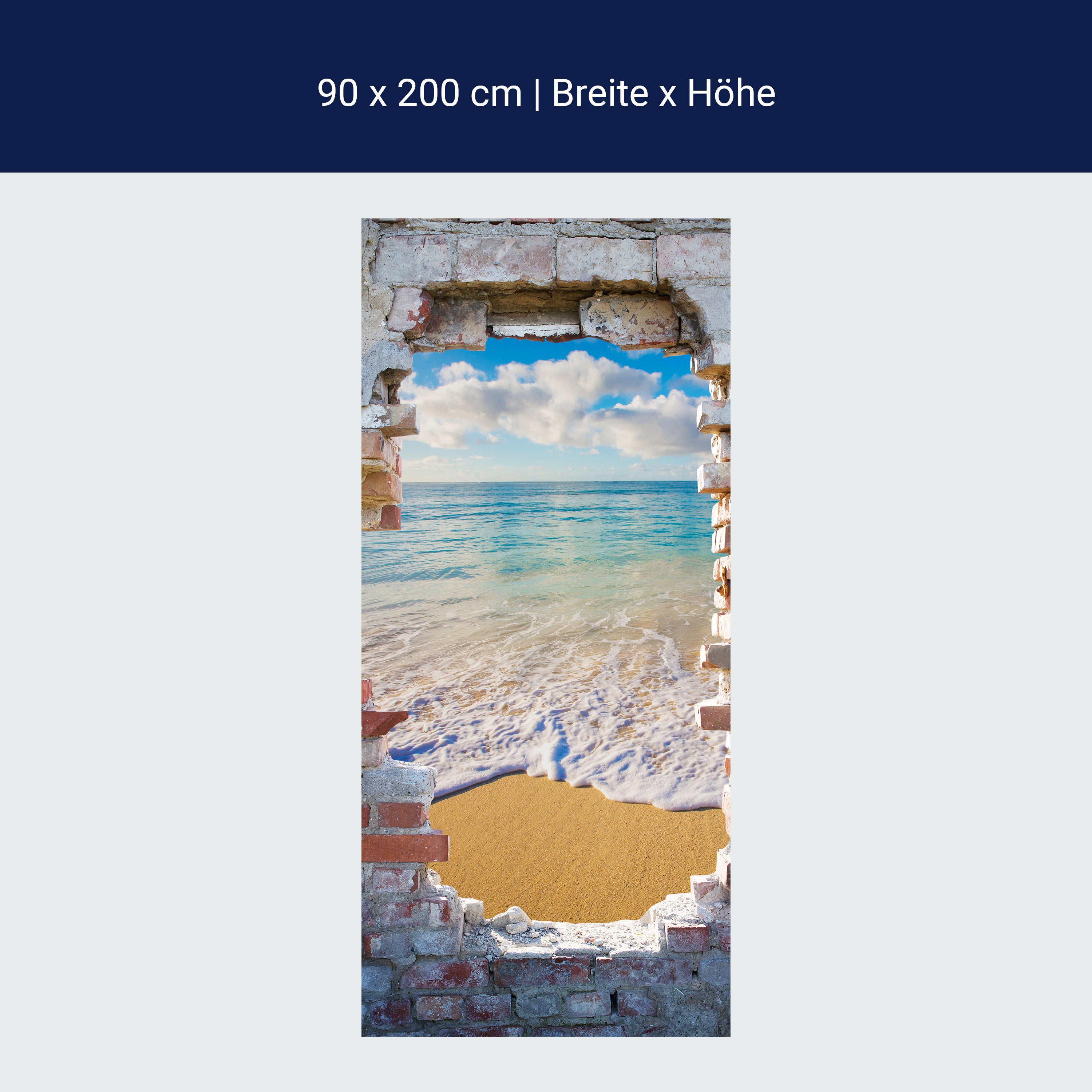 Türtapete 3D Steinwand, Ausblick, Meer, Strand M1265 Türtapete 3D Steinwand, Ausblick, Meer, Strand M1265