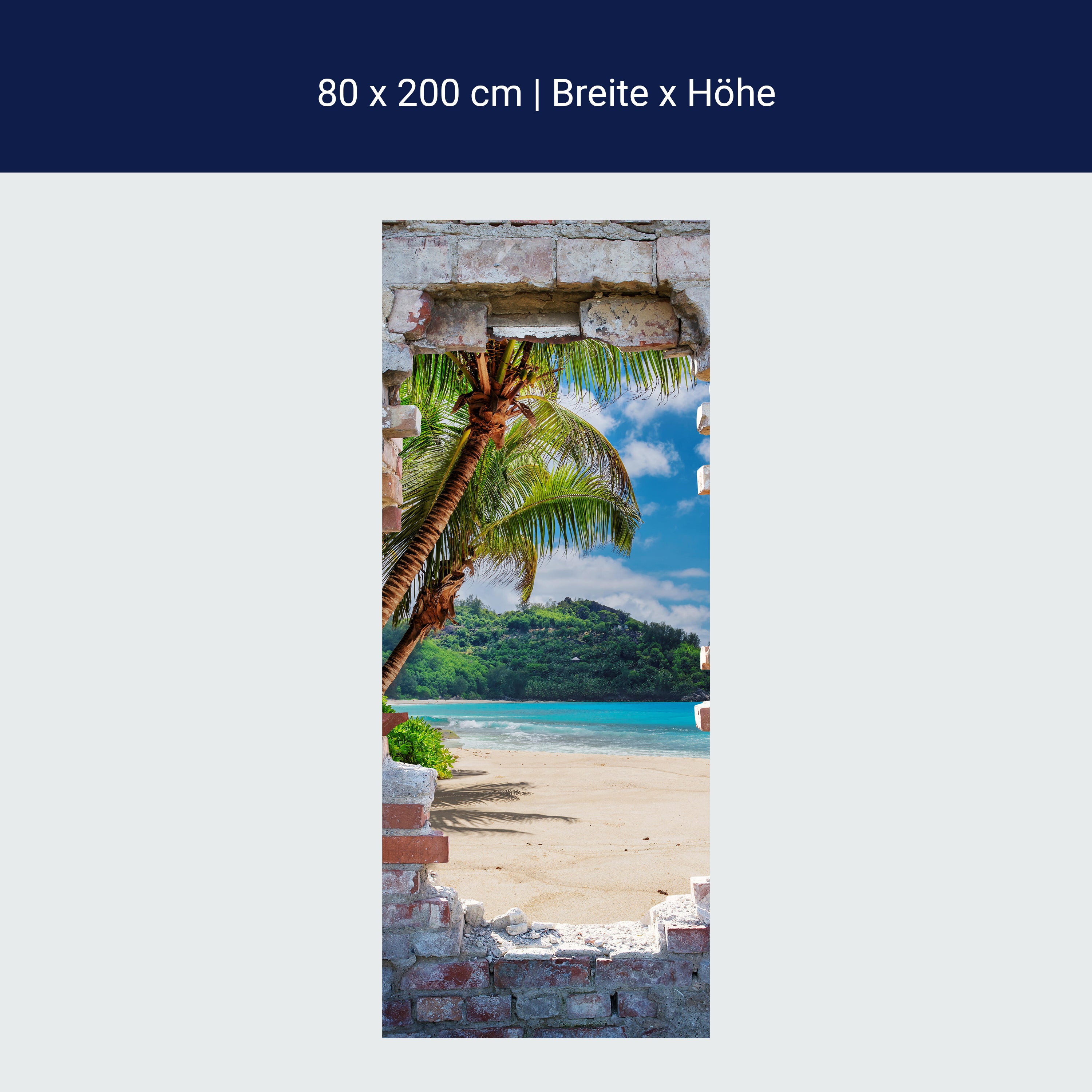 Türtapete 3D Steinwand, Paradies, Meer, Strand M1266 Türtapete 3D Steinwand, Paradies, Meer, Strand M1266