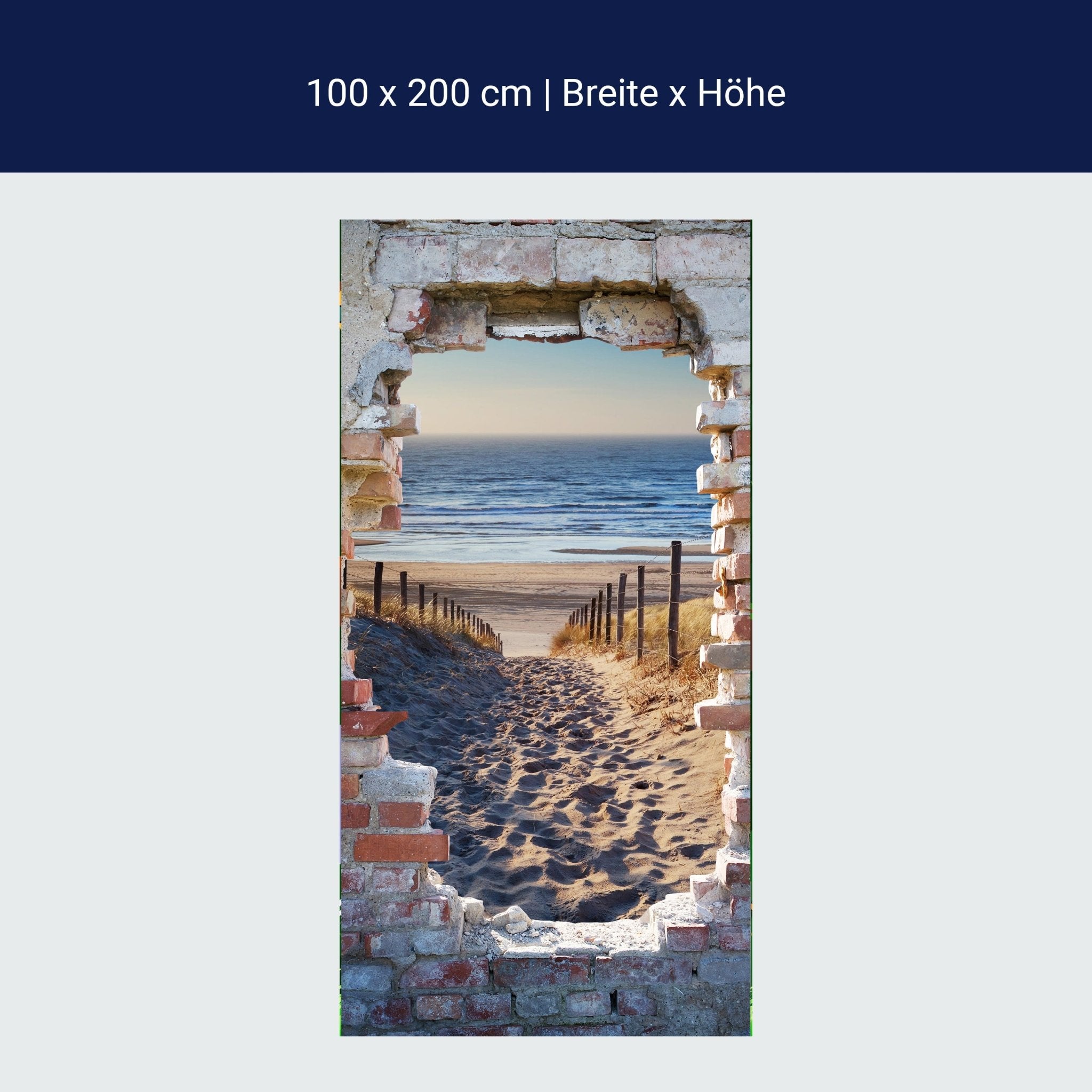 Türtapete 3D Steinwand, Weg zum Strand, Meer M1267 Türtapete 3D Steinwand, Weg zum Strand, Meer M1267