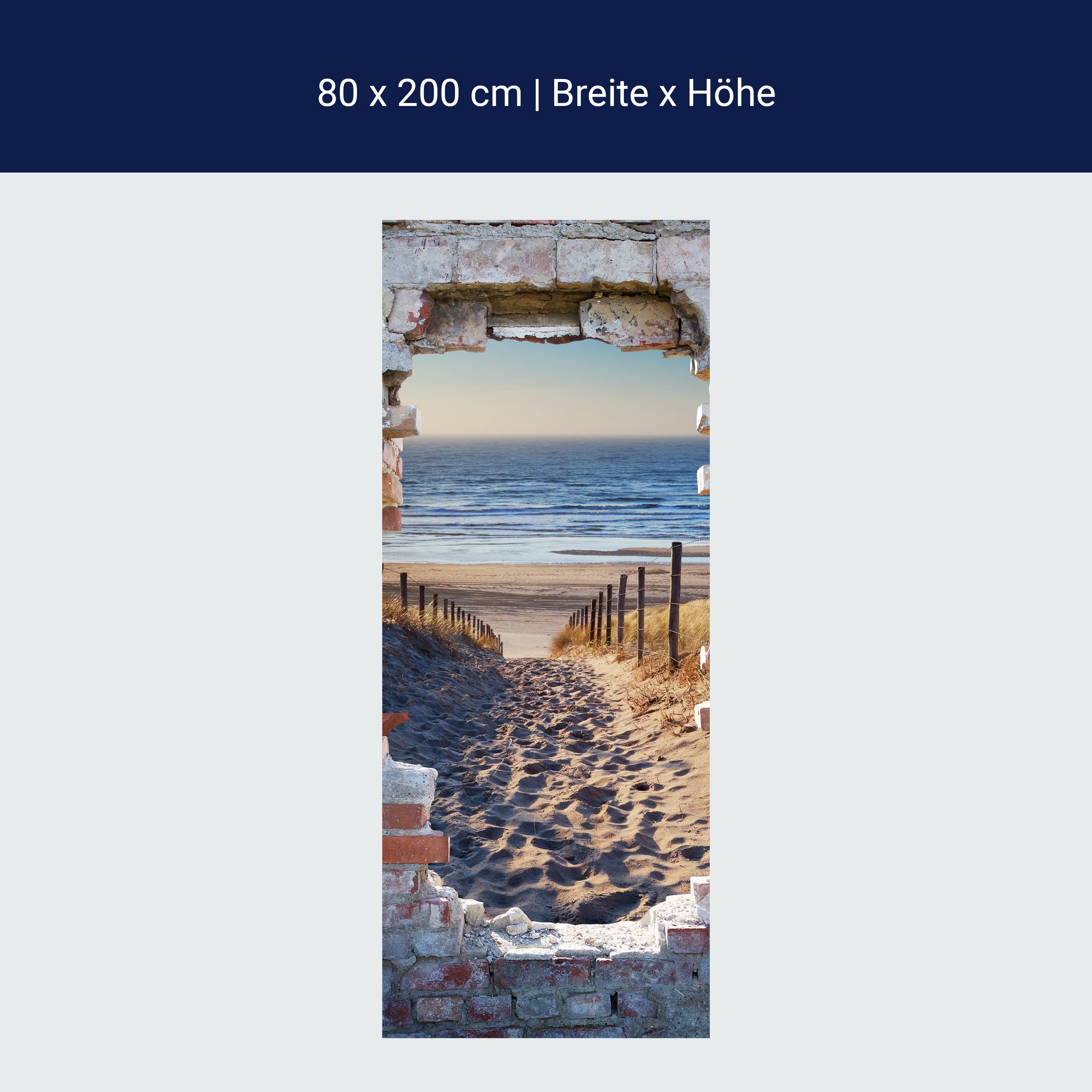 Türtapete 3D Steinwand, Weg zum Strand, Meer M1267 Türtapete 3D Steinwand, Weg zum Strand, Meer M1267