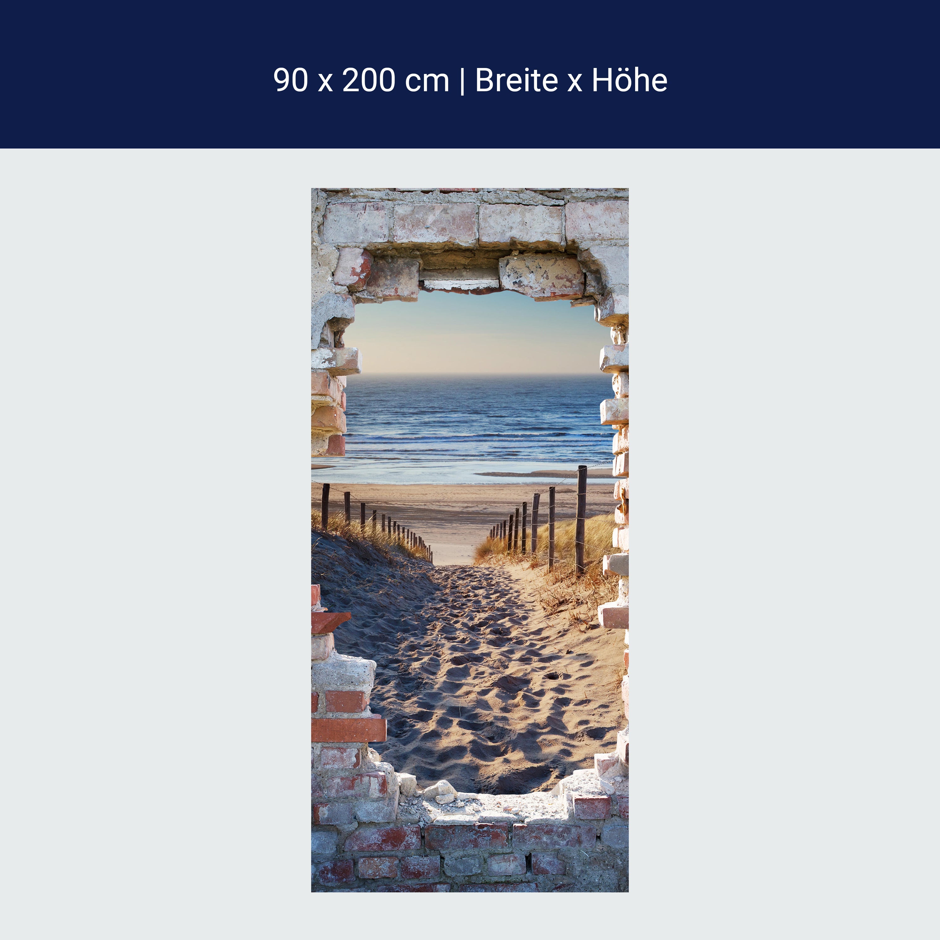 Türtapete 3D Steinwand, Weg zum Strand, Meer M1267 Türtapete 3D Steinwand, Weg zum Strand, Meer M1267