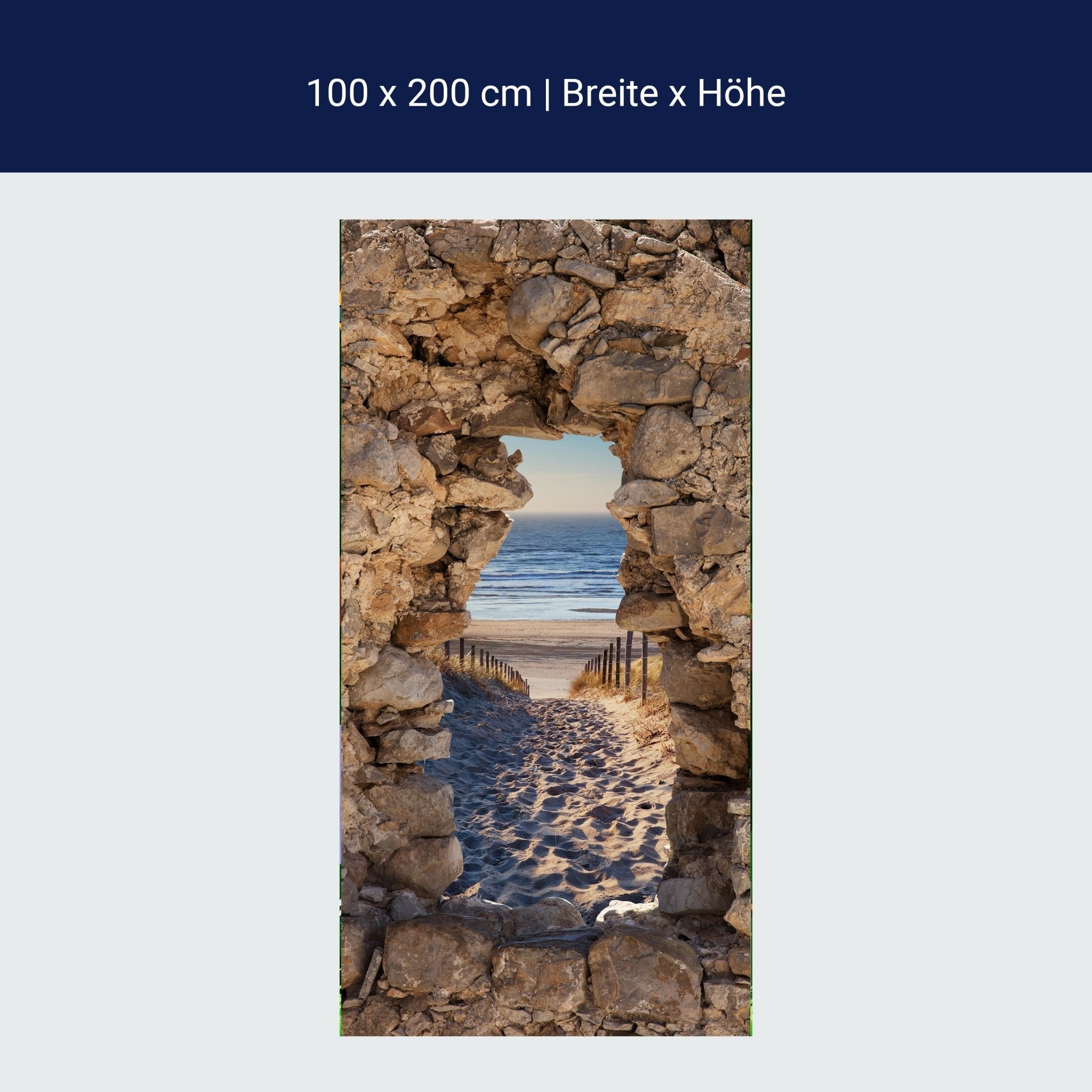 Türtapete 3D Steine, Weg zum Strand, Meer, Sand M1268 Türtapete 3D Steine, Weg zum Strand, Meer, Sand M1268