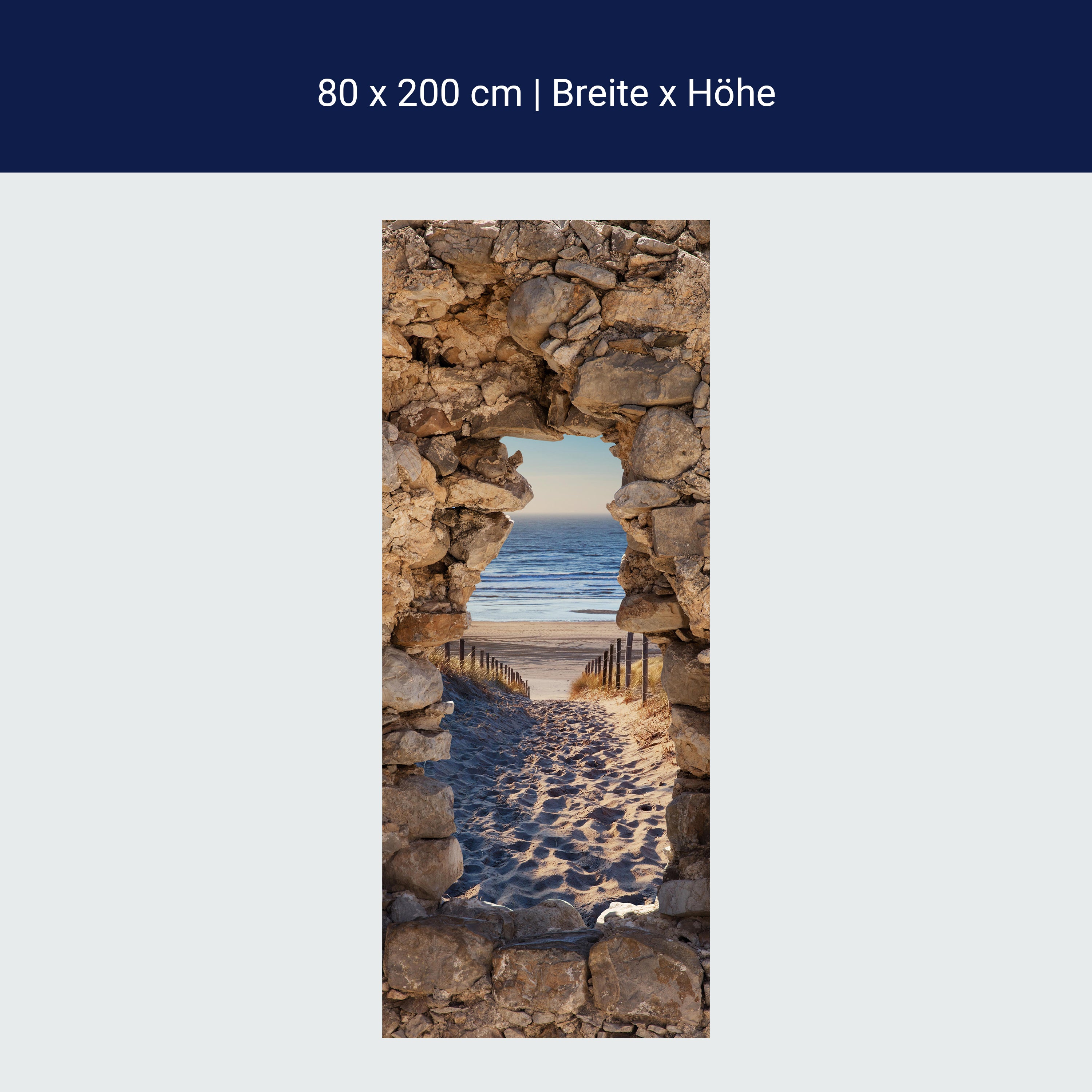 Türtapete 3D Steine, Weg zum Strand, Meer, Sand M1268 Türtapete 3D Steine, Weg zum Strand, Meer, Sand M1268