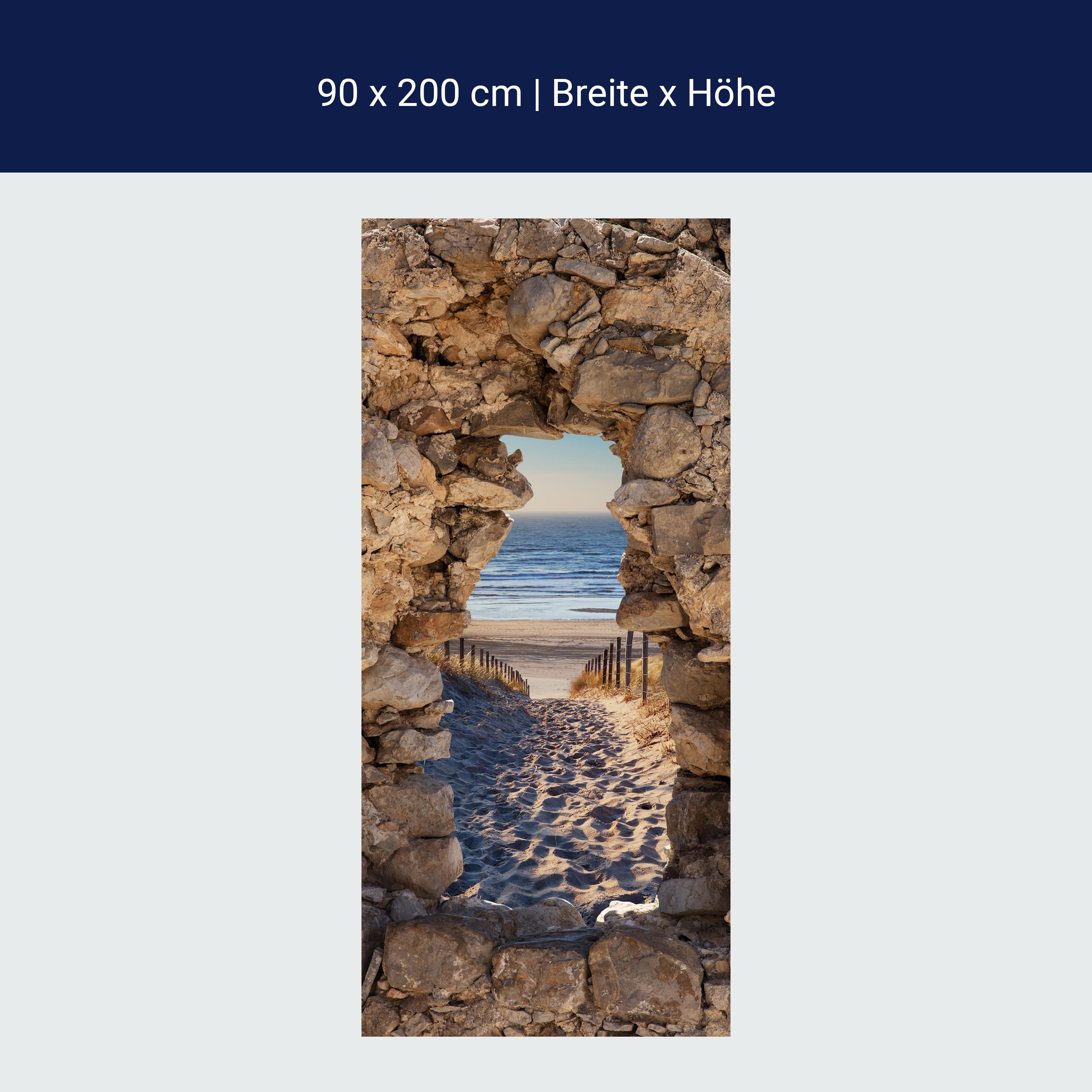 Türtapete 3D Steine, Weg zum Strand, Meer, Sand M1268 Türtapete 3D Steine, Weg zum Strand, Meer, Sand M1268