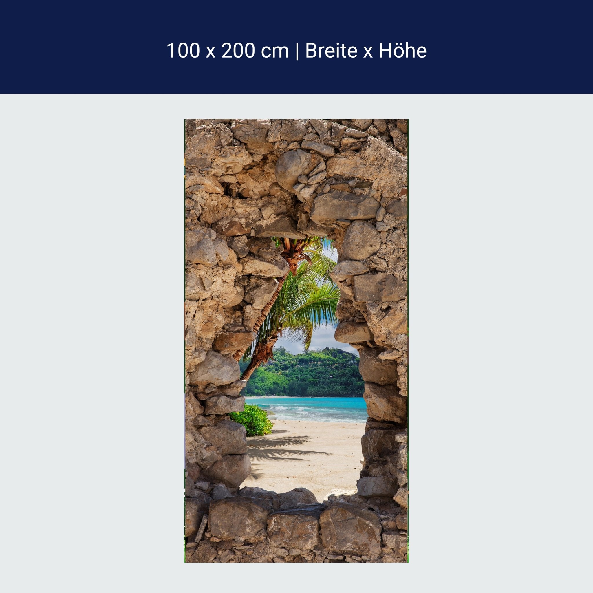 Türtapete 3D Steine, Palmen, Insel, Strand, Meer M1270 Türtapete 3D Steine, Palmen, Insel, Strand, Meer M1270