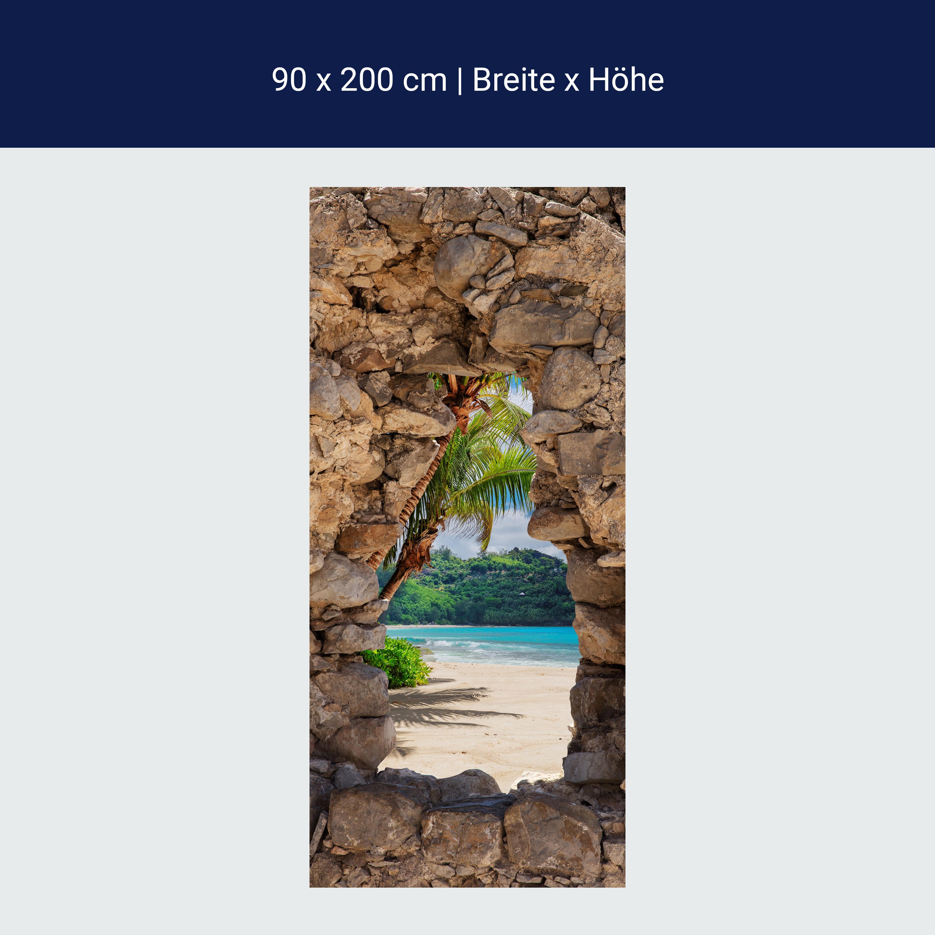 Türtapete 3D Steine, Palmen, Insel, Strand, Meer M1270 Türtapete 3D Steine, Palmen, Insel, Strand, Meer M1270
