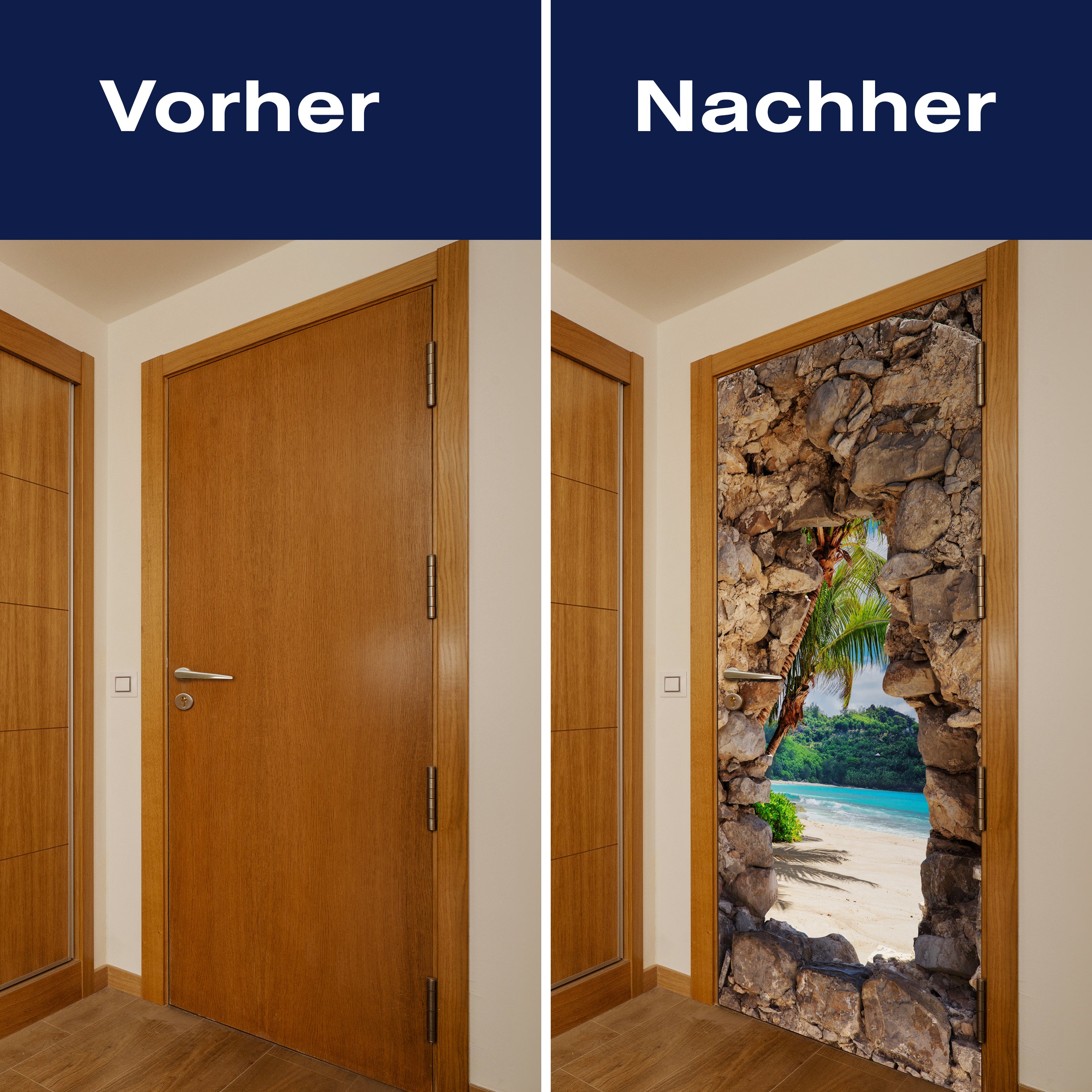 Türtapete 3D Steine, Palmen, Insel, Strand, Meer M1270 - Bild 10 Türtapete 3D Steine, Palmen, Insel, Strand, Meer M1270 - Bild 10