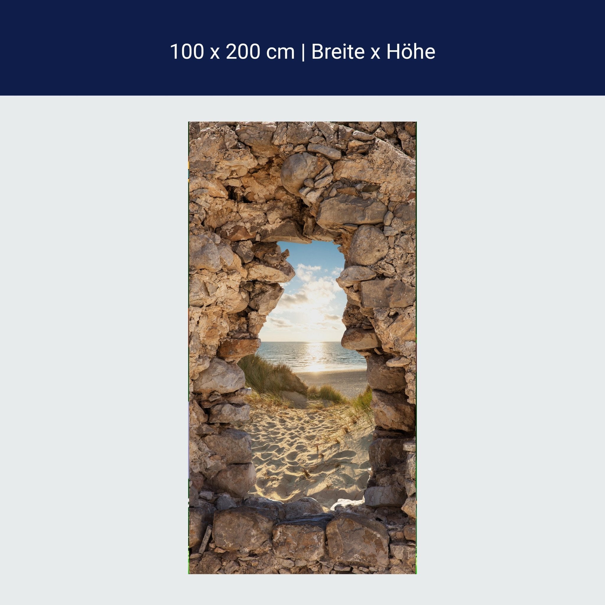 Türtapete 3D Steine, Sand, Strand, Düne, Meer M1271 Türtapete 3D Steine, Sand, Strand, Düne, Meer M1271