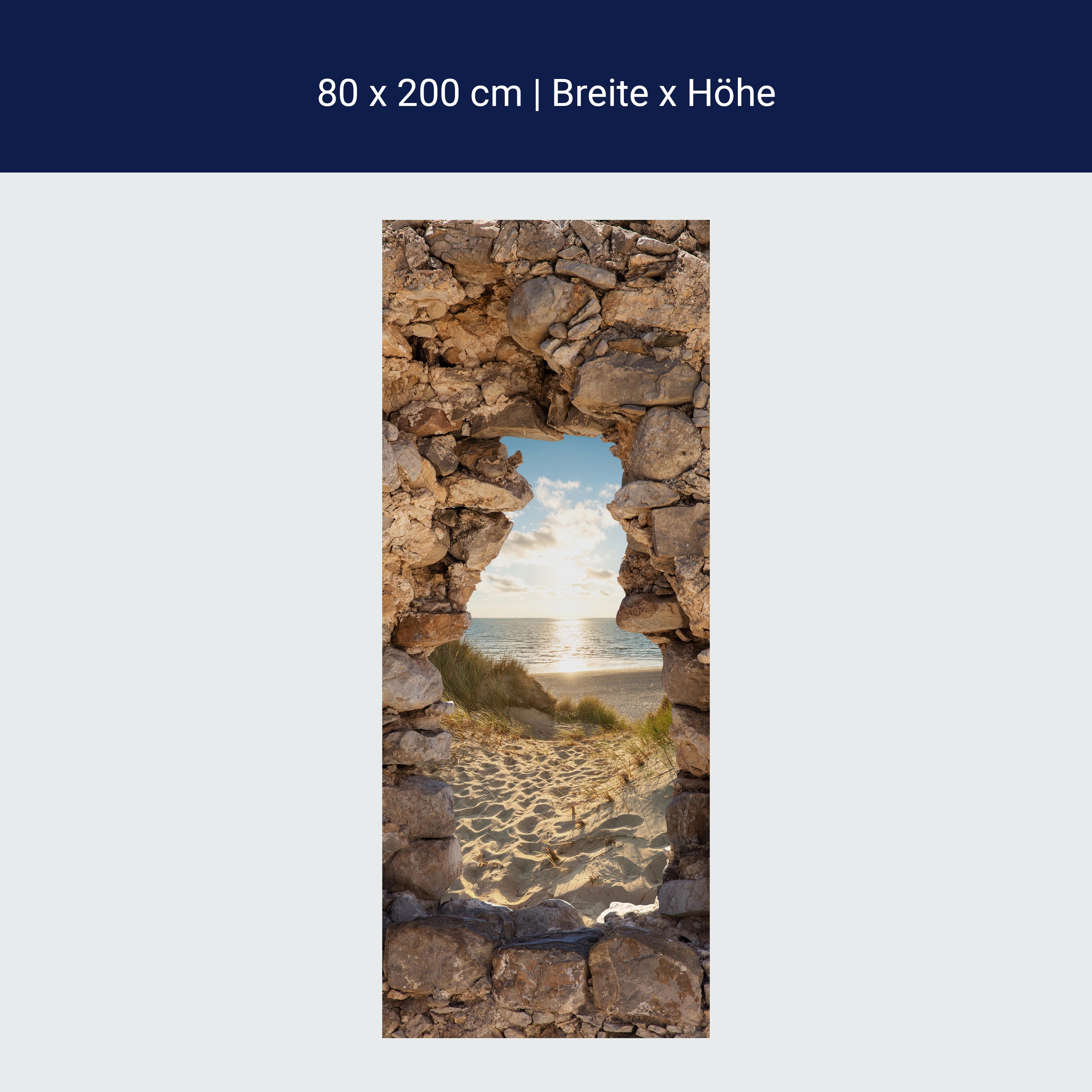 Türtapete 3D Steine, Sand, Strand, Düne, Meer M1271 Türtapete 3D Steine, Sand, Strand, Düne, Meer M1271