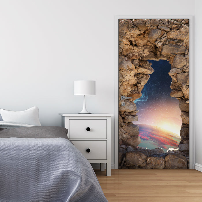 Türtapete 3D Steine, Weltraum, Erde, Sterne M1272 - Bild 1 Türtapete 3D Steine, Weltraum, Erde, Sterne M1272 - Bild 1