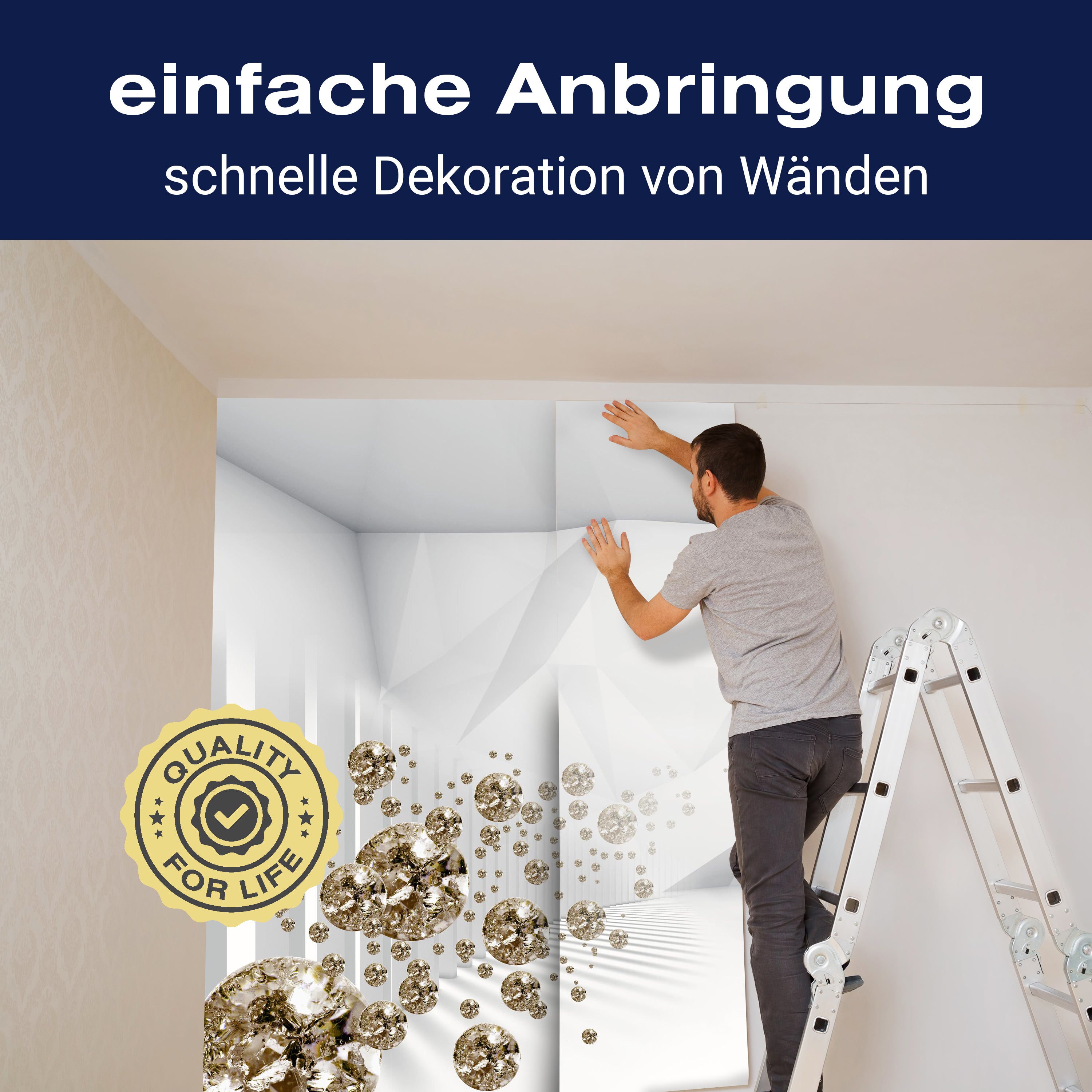 Fototapete Weiss 3D Diamant M1273 - Bild 3 Fototapete Weiss 3D Diamant M1273 - Bild 3