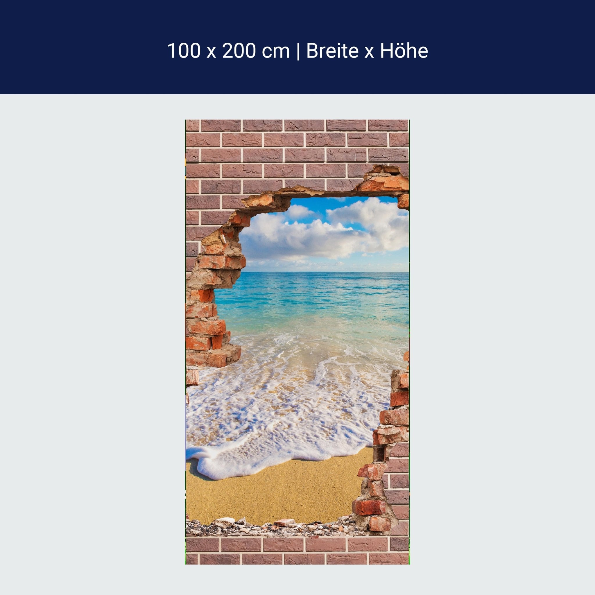 Türtapete 3D Backstein, Strand, Meer, Urlaub M1273 Türtapete 3D Backstein, Strand, Meer, Urlaub M1273