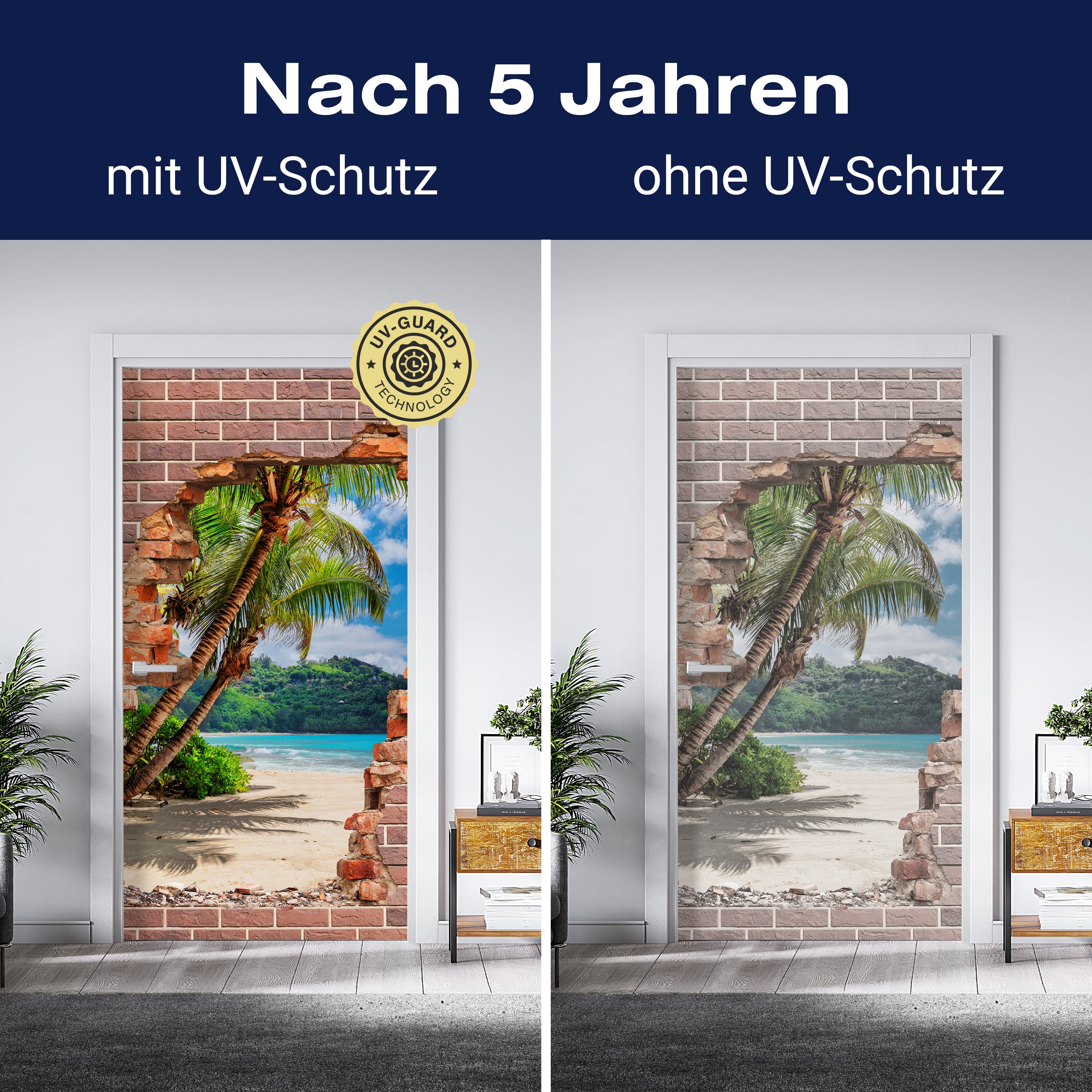 Türtapete 3D Backstein, Palmen, Insel, Strand M1274 - Bild 4 Türtapete 3D Backstein, Palmen, Insel, Strand M1274 - Bild 4