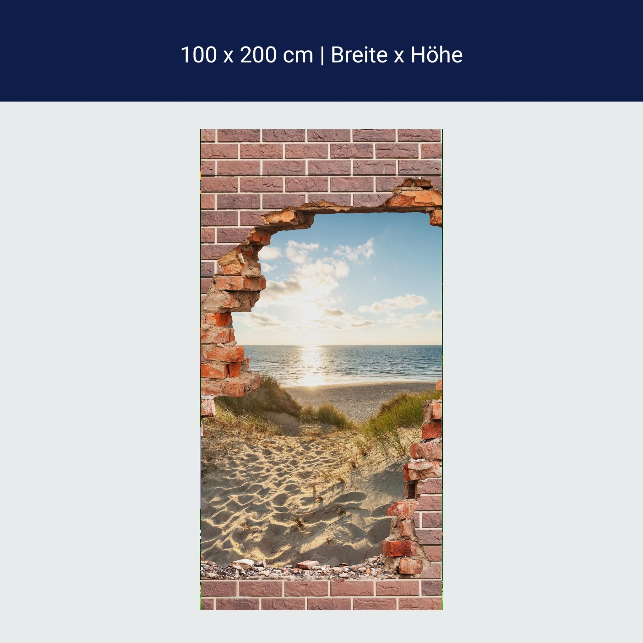 Türtapete 3D Backstein, Weg, Strand, Düne, Meer M1275 Türtapete 3D Backstein, Weg, Strand, Düne, Meer M1275