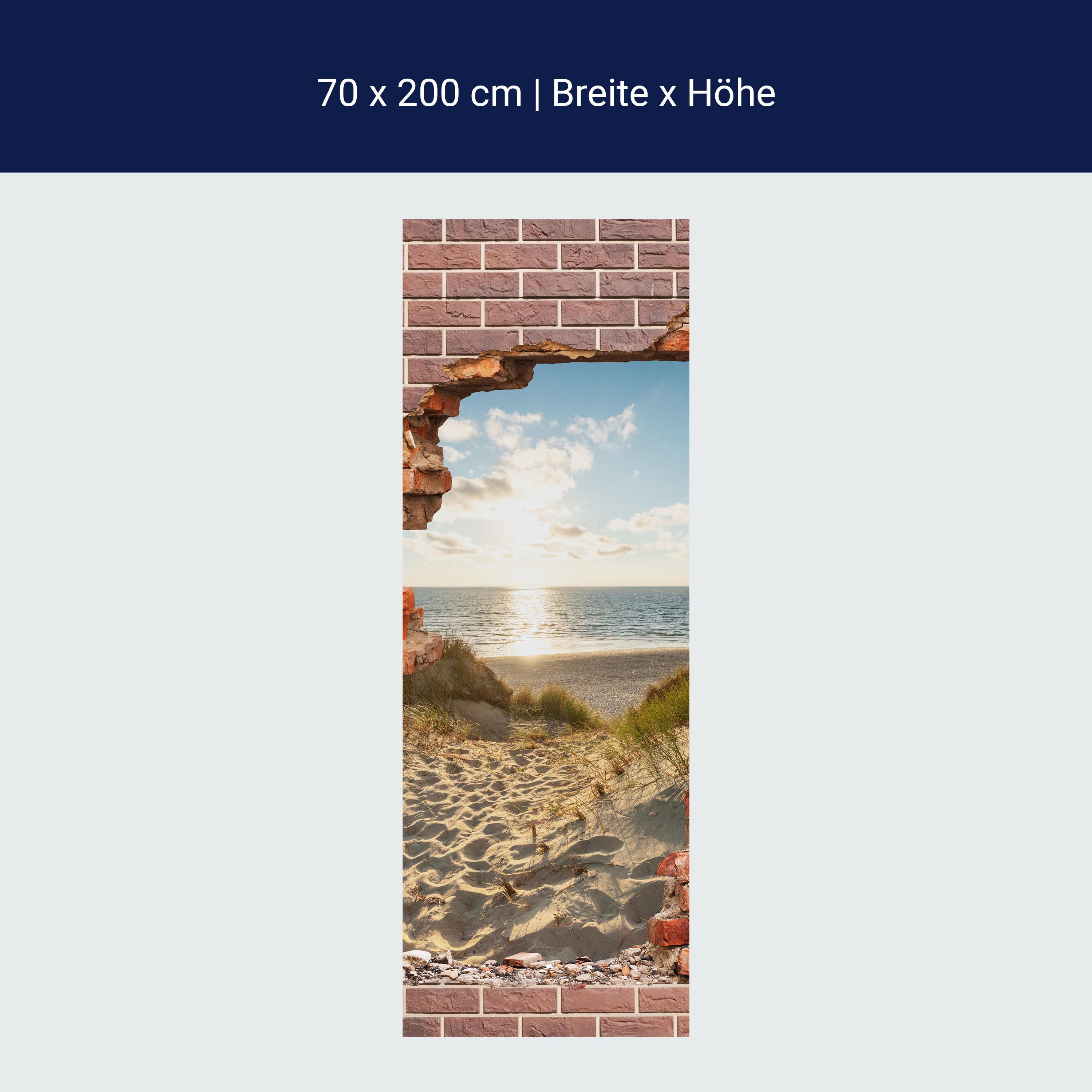 Türtapete 3D Backstein, Weg, Strand, Düne, Meer M1275 Türtapete 3D Backstein, Weg, Strand, Düne, Meer M1275