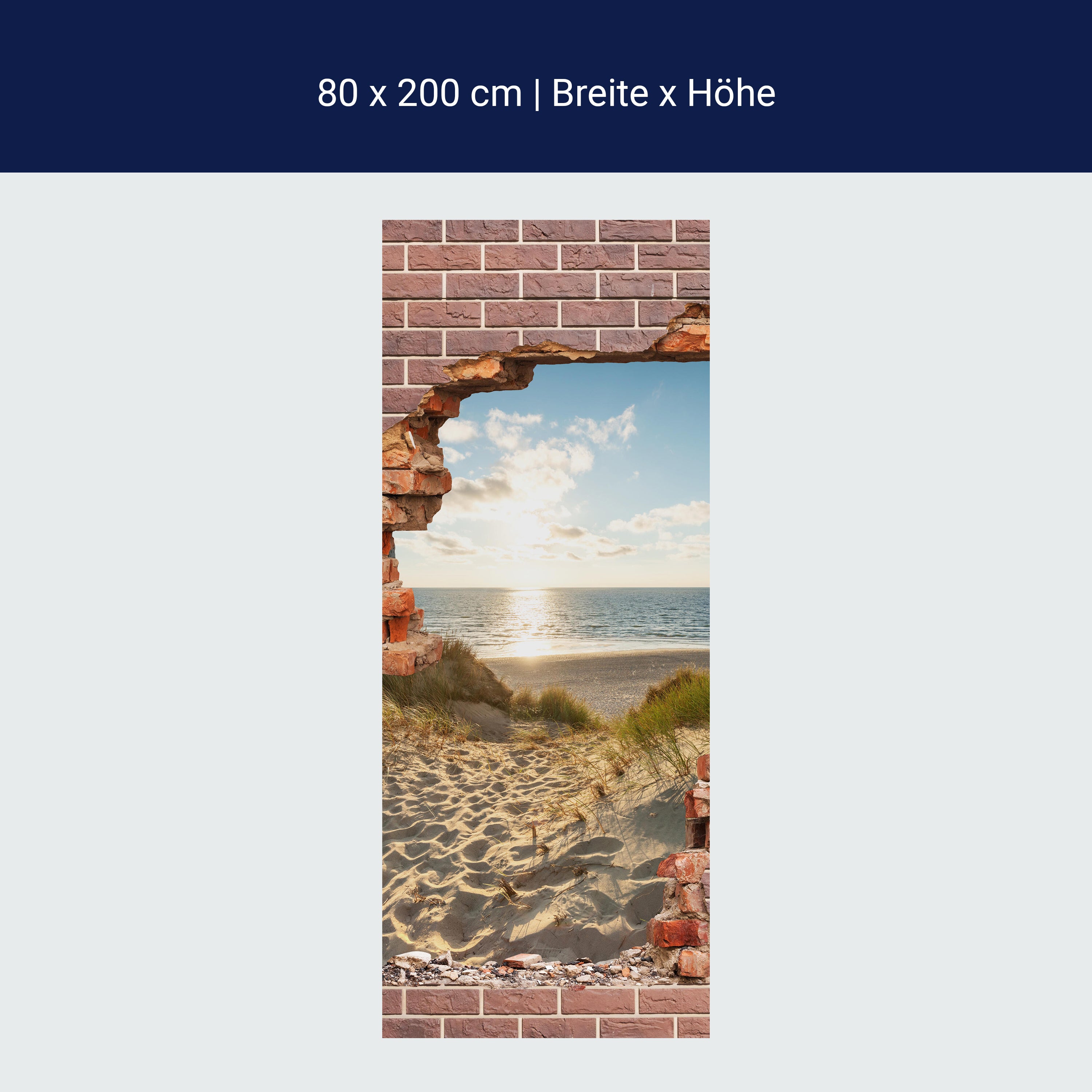 Türtapete 3D Backstein, Weg, Strand, Düne, Meer M1275 Türtapete 3D Backstein, Weg, Strand, Düne, Meer M1275