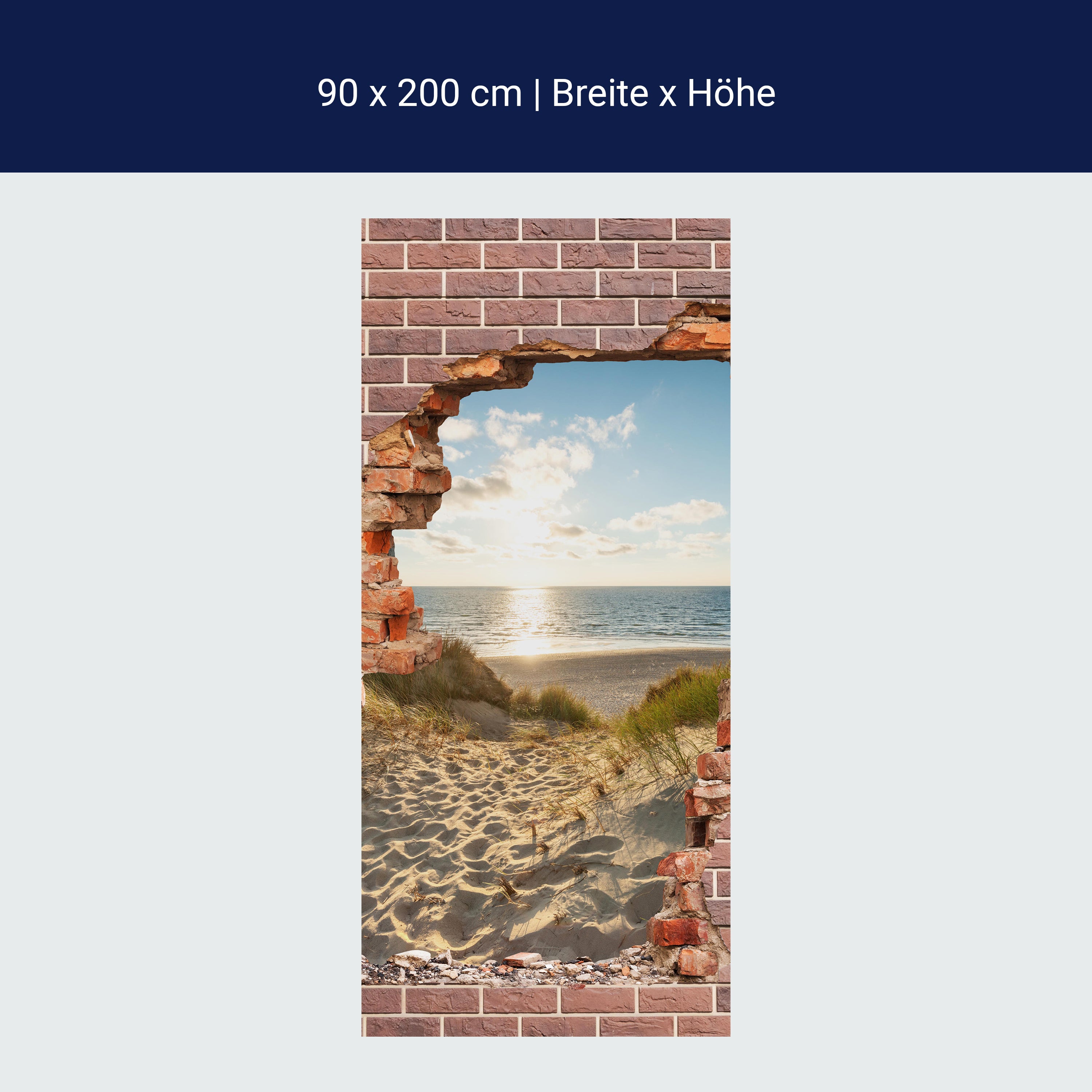 Türtapete 3D Backstein, Weg, Strand, Düne, Meer M1275 Türtapete 3D Backstein, Weg, Strand, Düne, Meer M1275