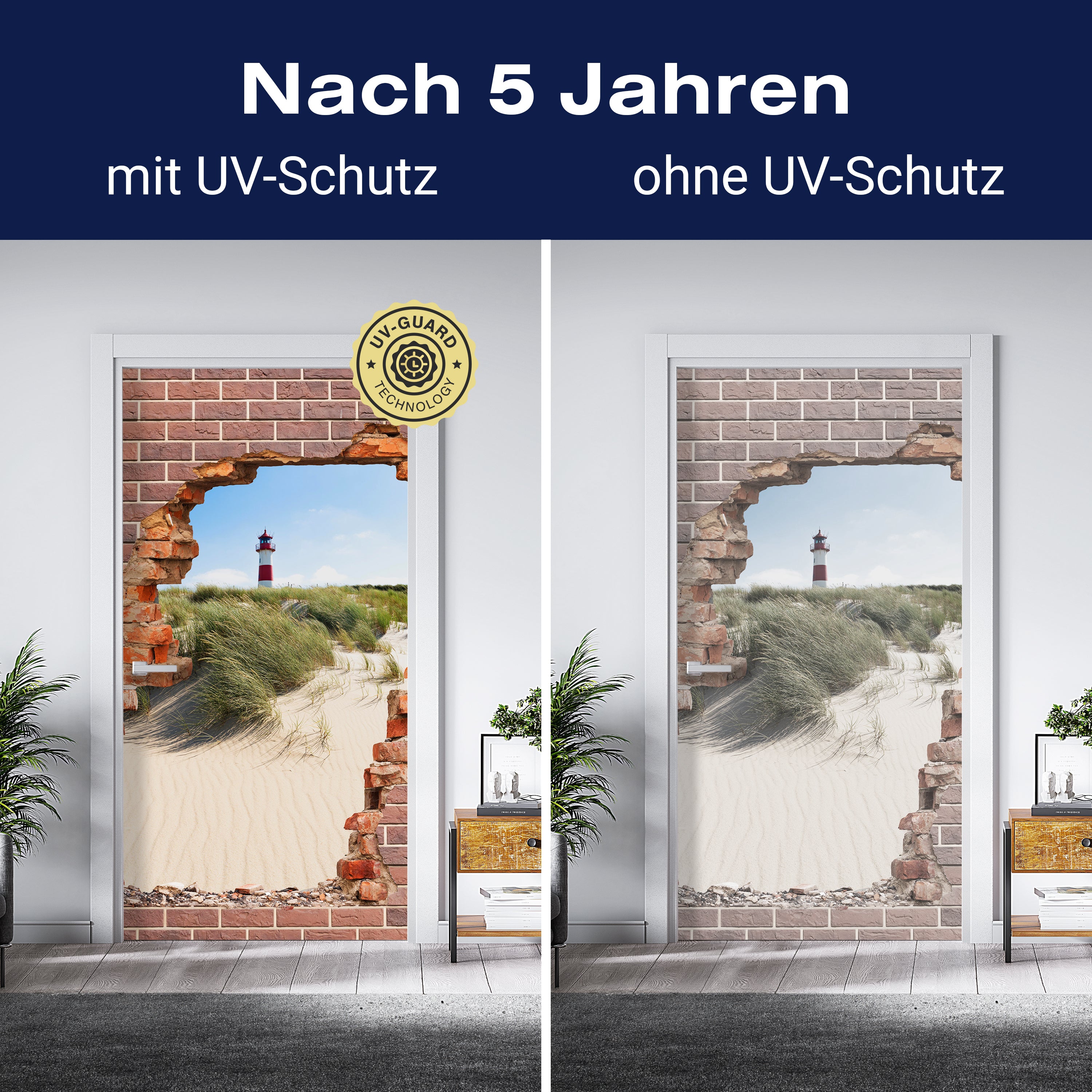 Türtapete 3D Backstein, Leuchtturm, Strand, Düne M1276 - Bild 4 Türtapete 3D Backstein, Leuchtturm, Strand, Düne M1276 - Bild 4