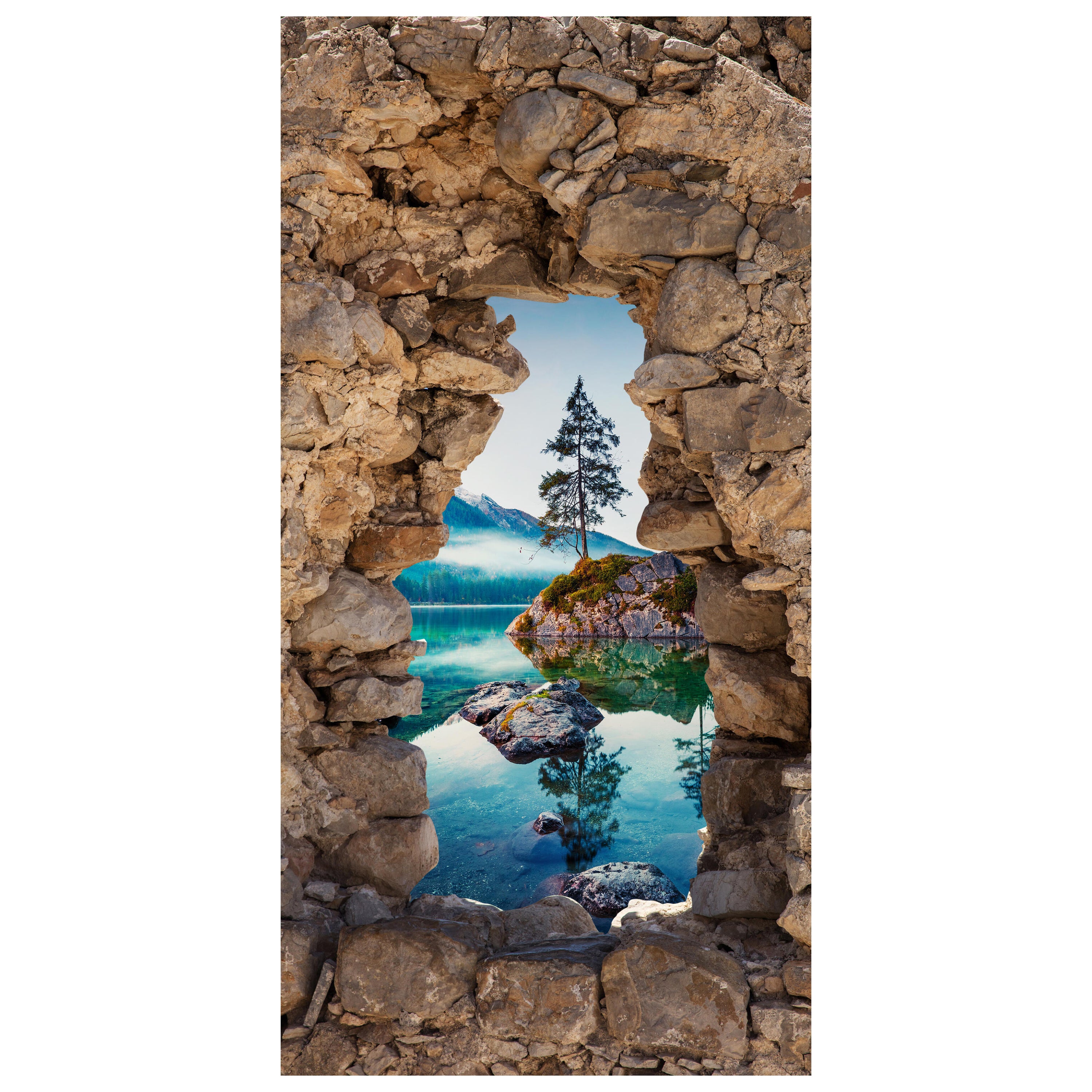 Türtapete 3D Naturstein, See, Berge, Baum, Felsen M1279 - Bild 2 Türtapete 3D Naturstein, See, Berge, Baum, Felsen M1279 - Bild 2