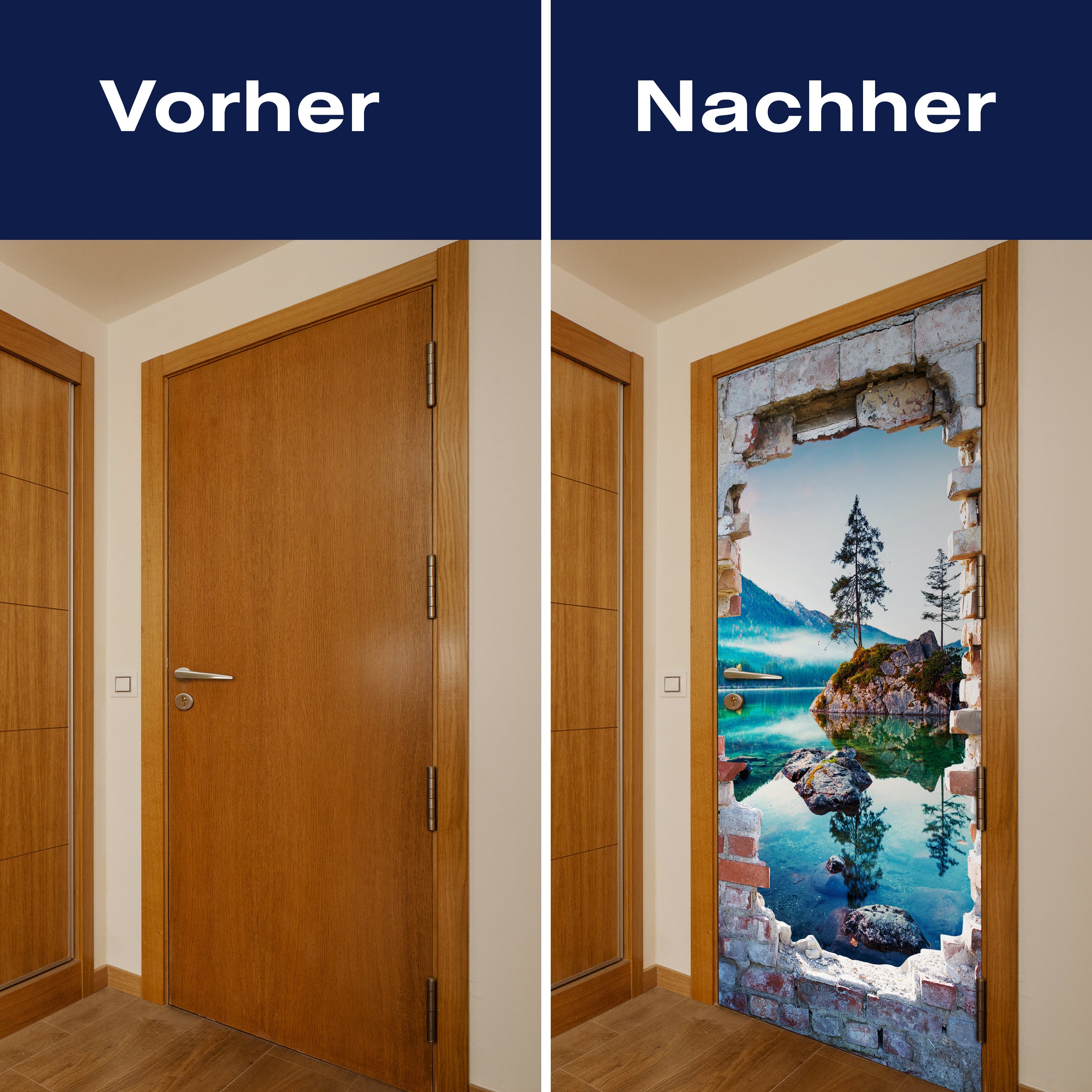 Türtapete 3D Backstein, See, Berge, Baum, Felsen M1280 - Bild 10 Türtapete 3D Backstein, See, Berge, Baum, Felsen M1280 - Bild 10