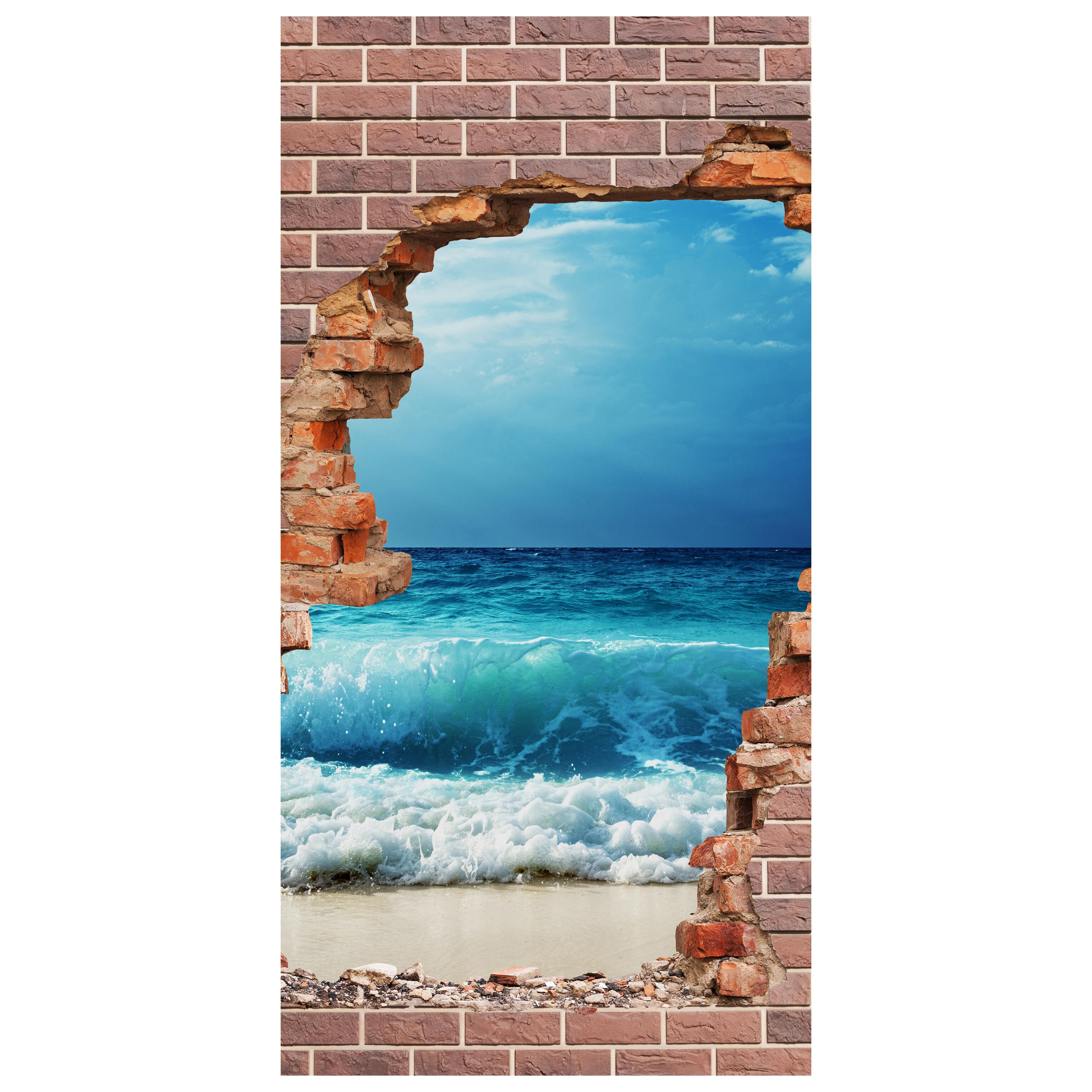 Türtapete 3D Ziegelwand, Meer, Wellen, Strand M1282 - Bild 2 Türtapete 3D Ziegelwand, Meer, Wellen, Strand M1282 - Bild 2