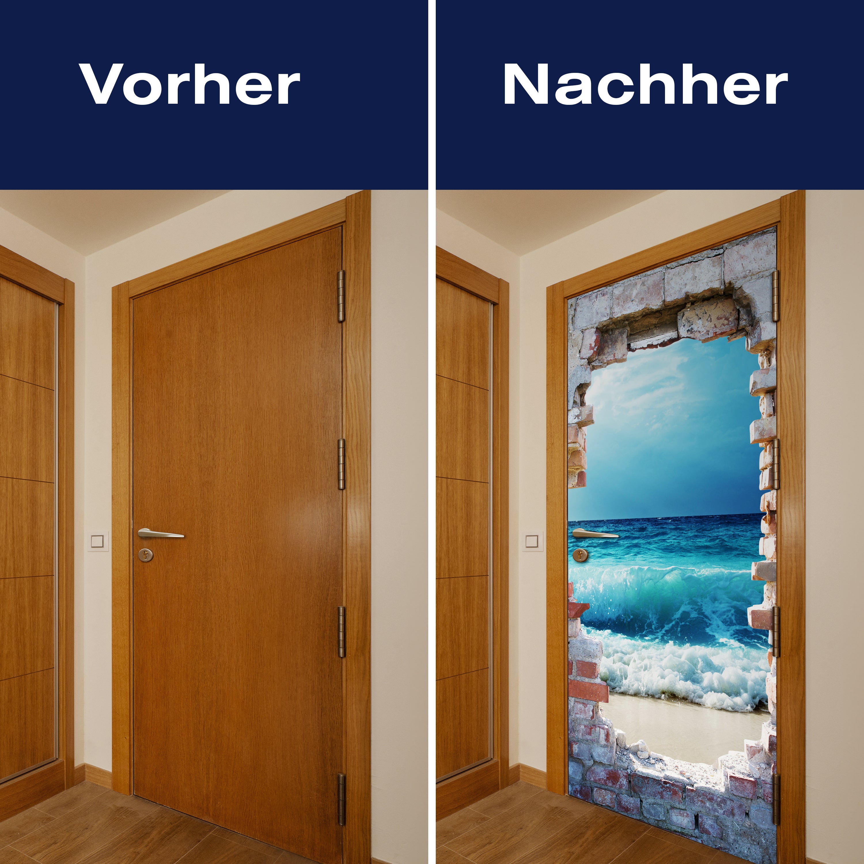 Türtapete 3D Backsteine, Meer, Wellen, Strand M1283 - Bild 10 Türtapete 3D Backsteine, Meer, Wellen, Strand M1283 - Bild 10