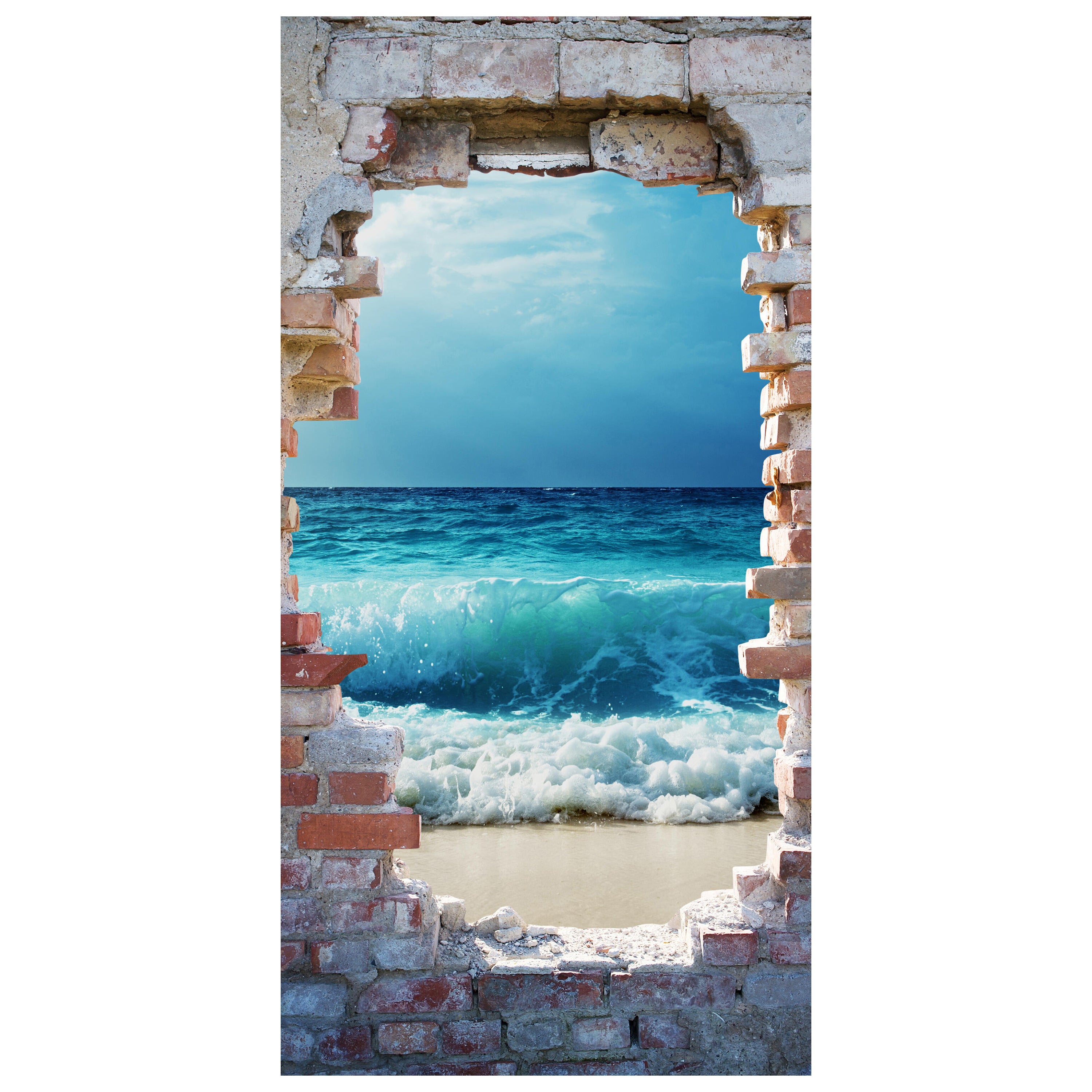 Türtapete 3D Backsteine, Meer, Wellen, Strand M1283 - Bild 2 Türtapete 3D Backsteine, Meer, Wellen, Strand M1283 - Bild 2