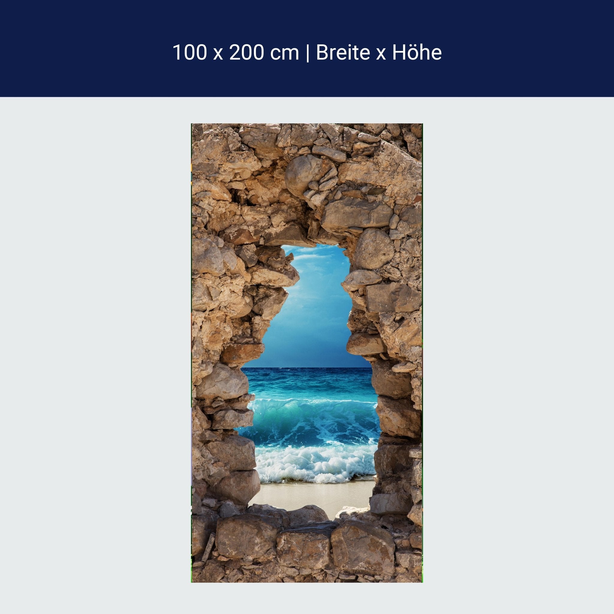 Türtapete 3D Backsteine, Meer, Wellen, Strand M1284 Türtapete 3D Backsteine, Meer, Wellen, Strand M1284