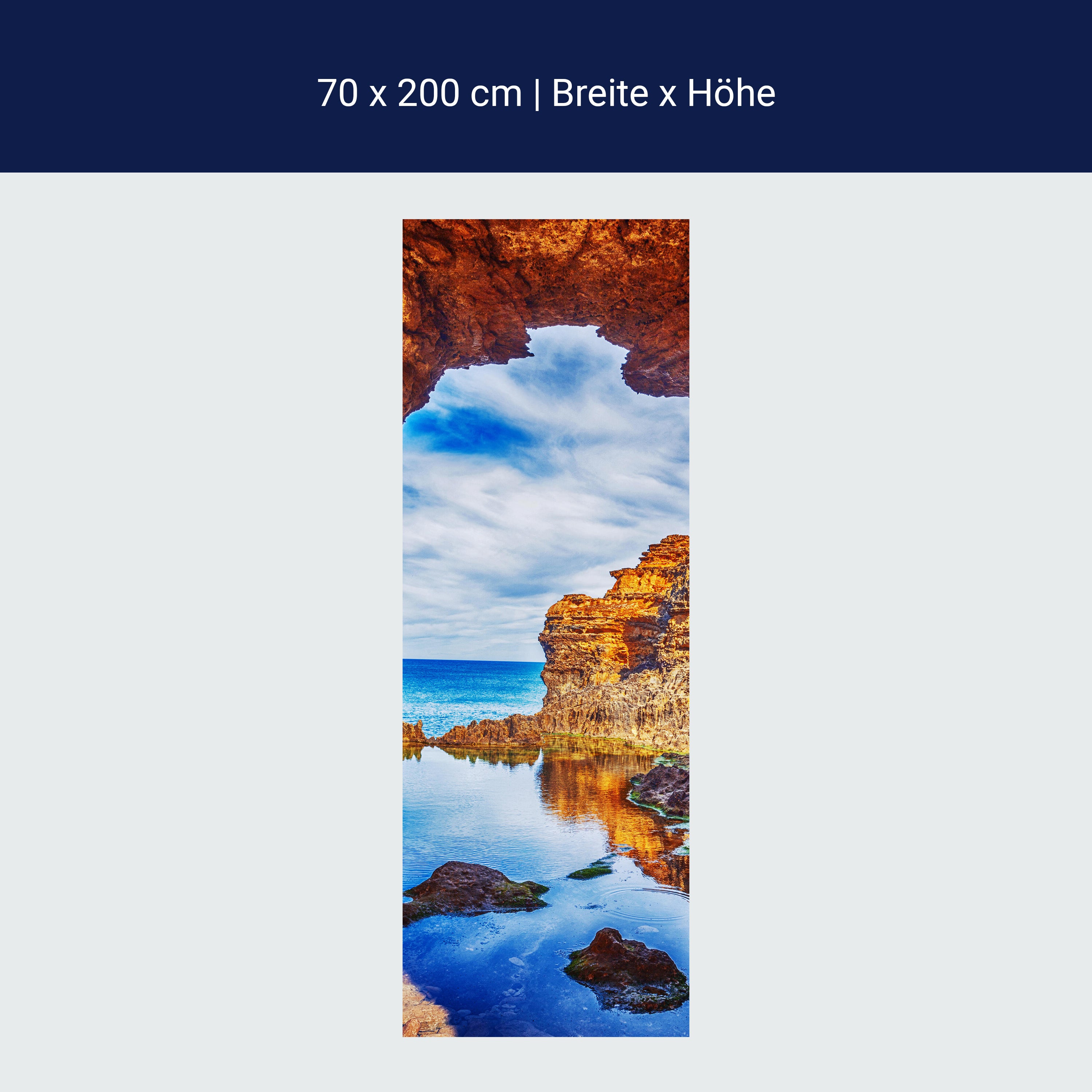 Türtapete Blick aus Höhle, Meer, Bucht, Sonne M1285 Türtapete Blick aus Höhle, Meer, Bucht, Sonne M1285