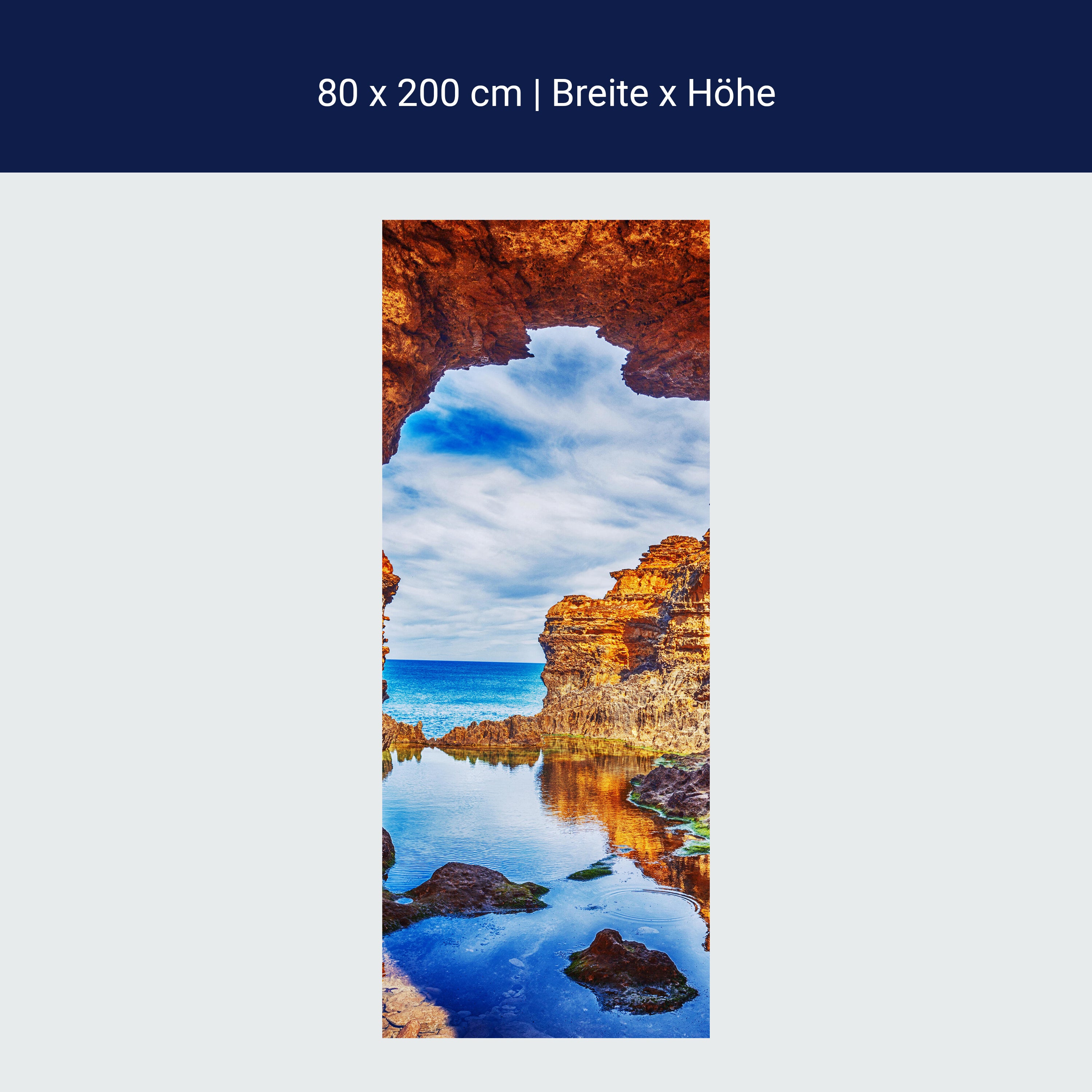 Türtapete Blick aus Höhle, Meer, Bucht, Sonne M1285 Türtapete Blick aus Höhle, Meer, Bucht, Sonne M1285