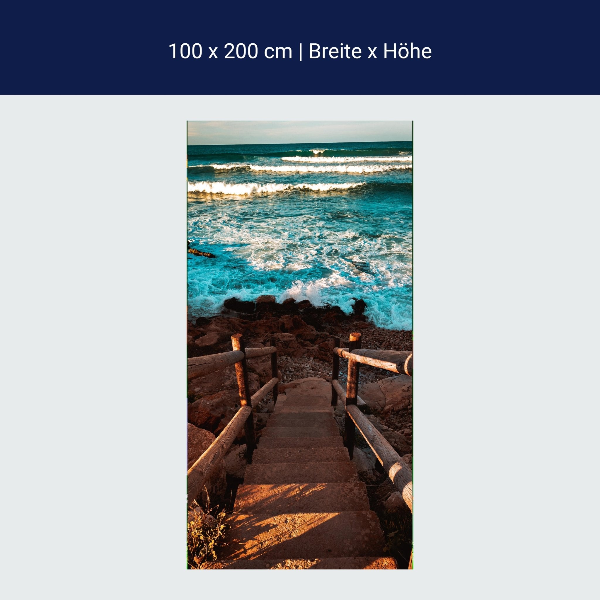 Türtapete Treppe zum Strand, Meer, Wellen, Wasser M1290 Türtapete Treppe zum Strand, Meer, Wellen, Wasser M1290