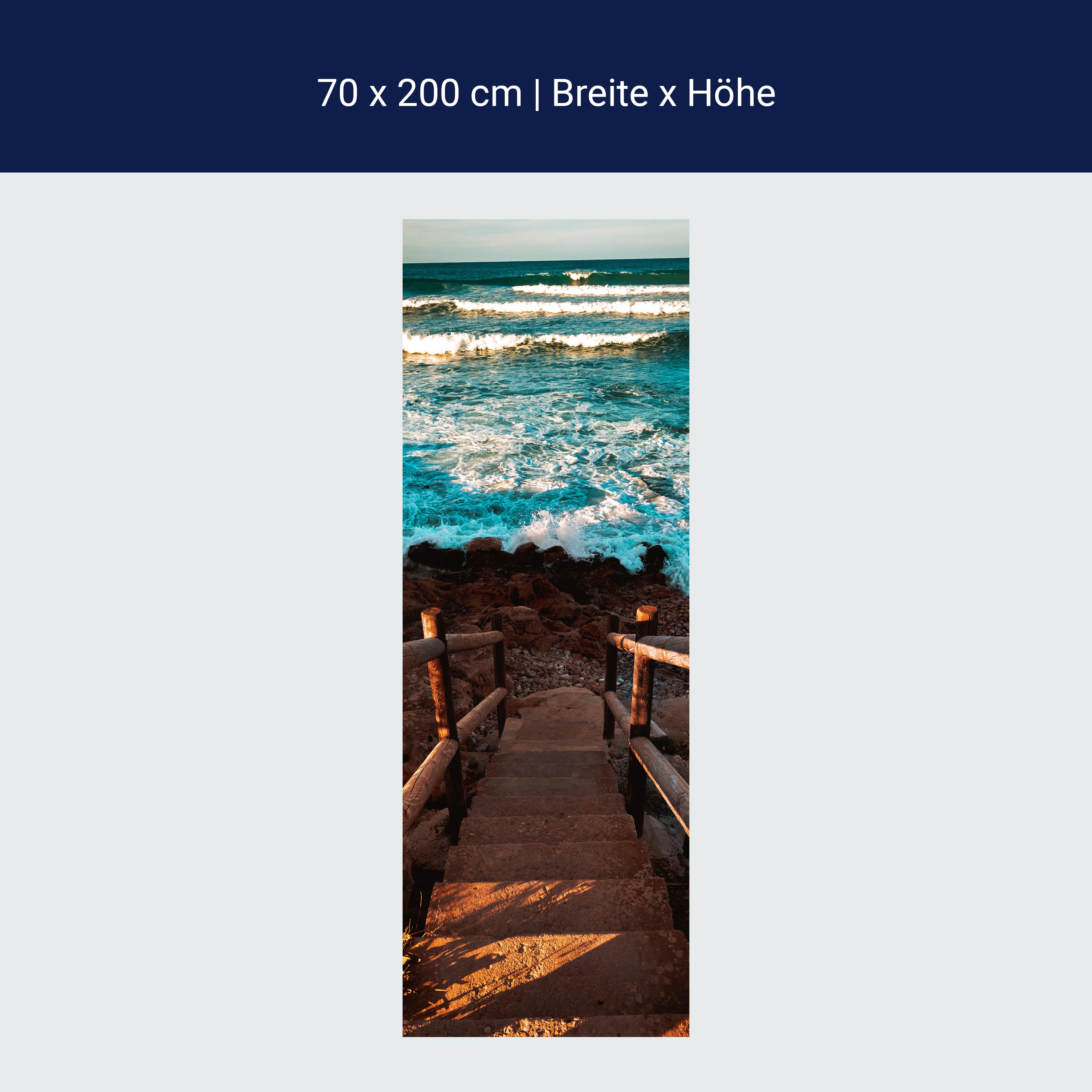 Türtapete Treppe zum Strand, Meer, Wellen, Wasser M1290 Türtapete Treppe zum Strand, Meer, Wellen, Wasser M1290