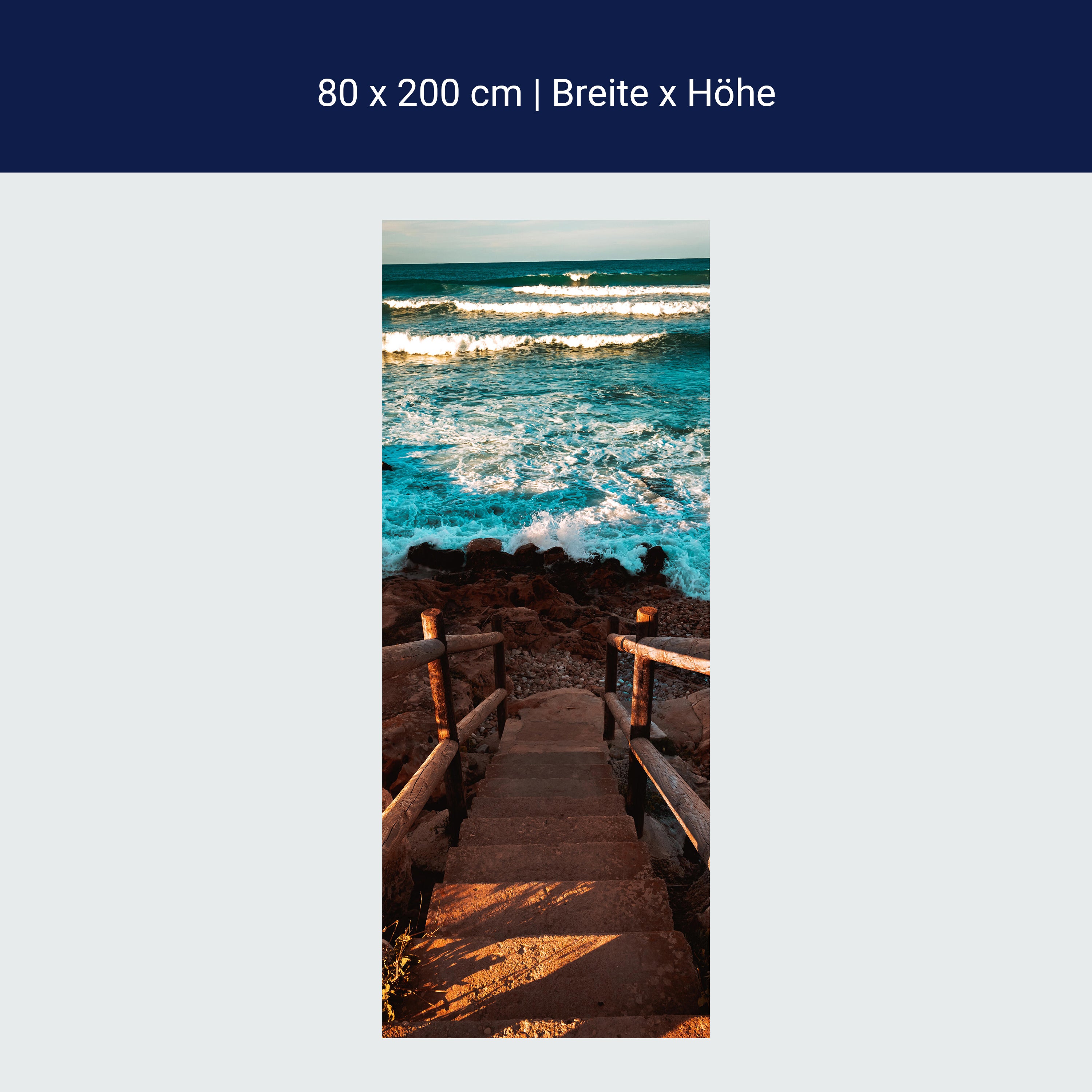 Türtapete Treppe zum Strand, Meer, Wellen, Wasser M1290 Türtapete Treppe zum Strand, Meer, Wellen, Wasser M1290