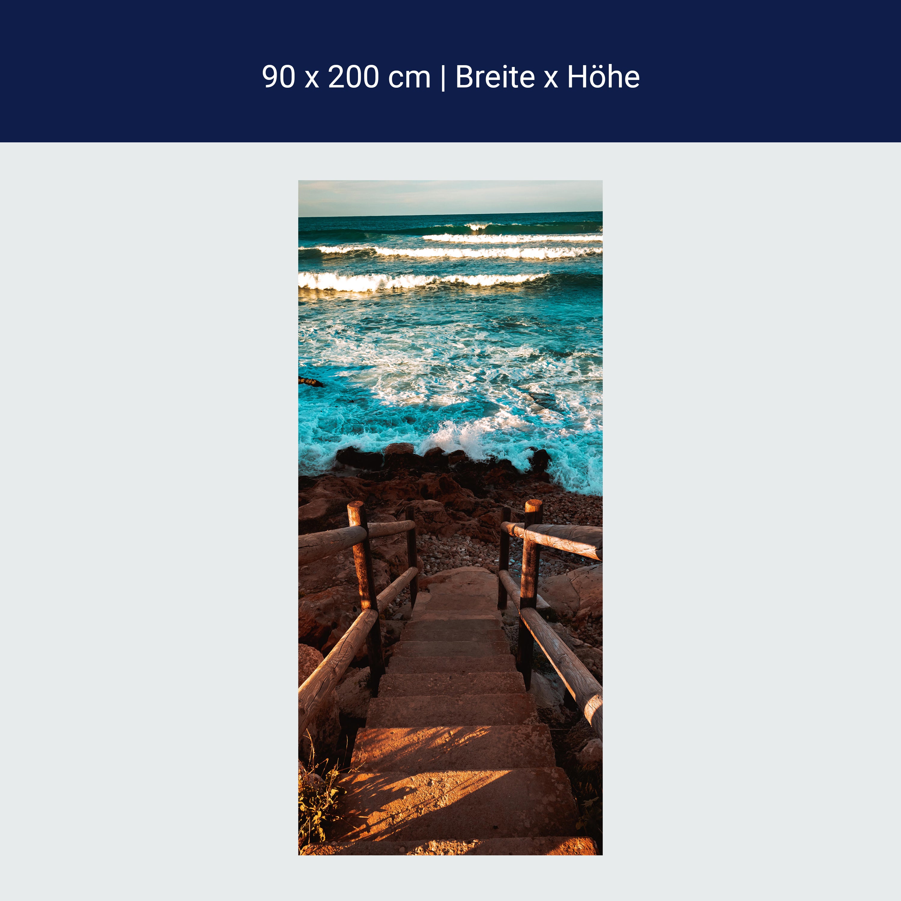 Türtapete Treppe zum Strand, Meer, Wellen, Wasser M1290 Türtapete Treppe zum Strand, Meer, Wellen, Wasser M1290
