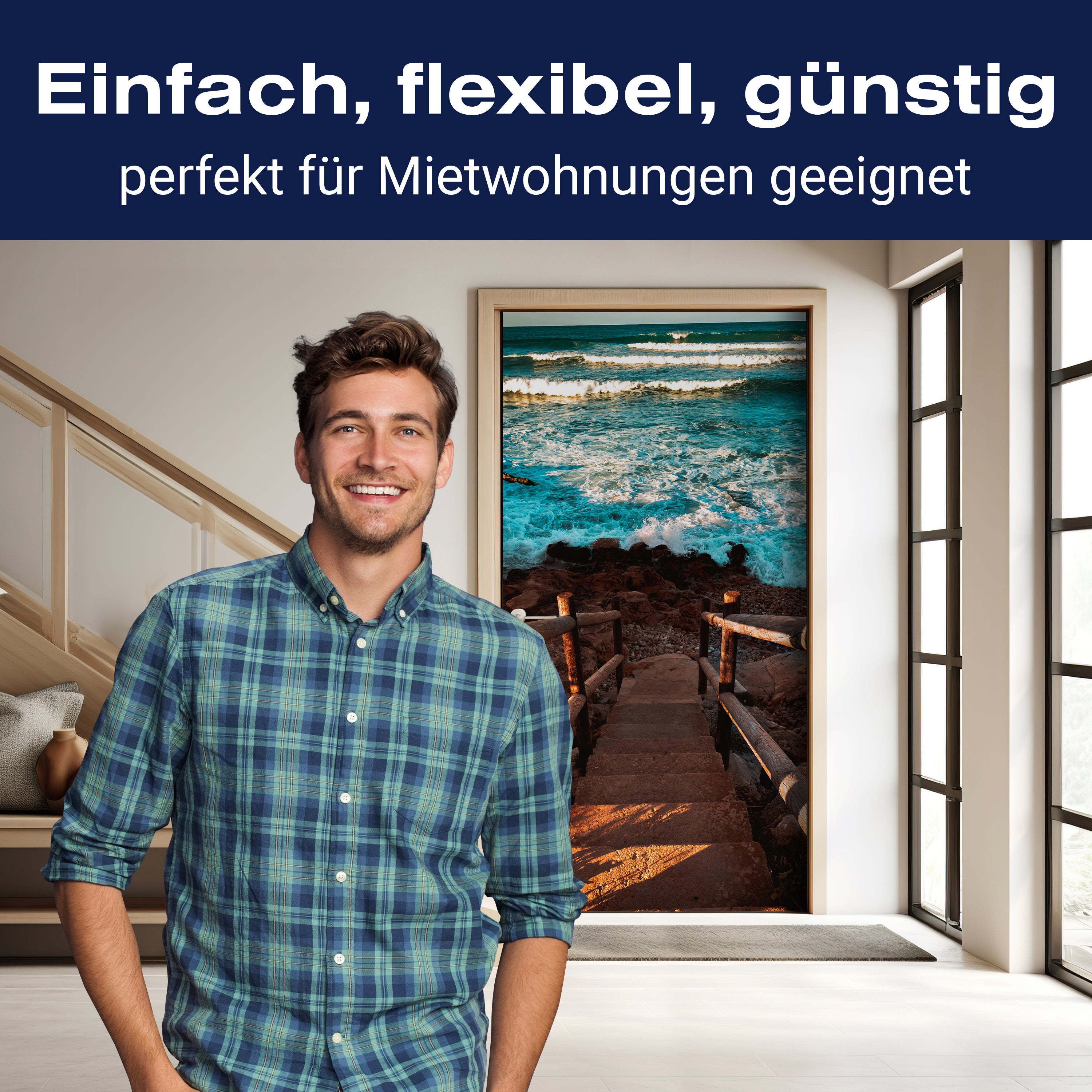 Türtapete Treppe zum Strand, Meer, Wellen, Wasser M1290 - Bild 3 Türtapete Treppe zum Strand, Meer, Wellen, Wasser M1290 - Bild 3