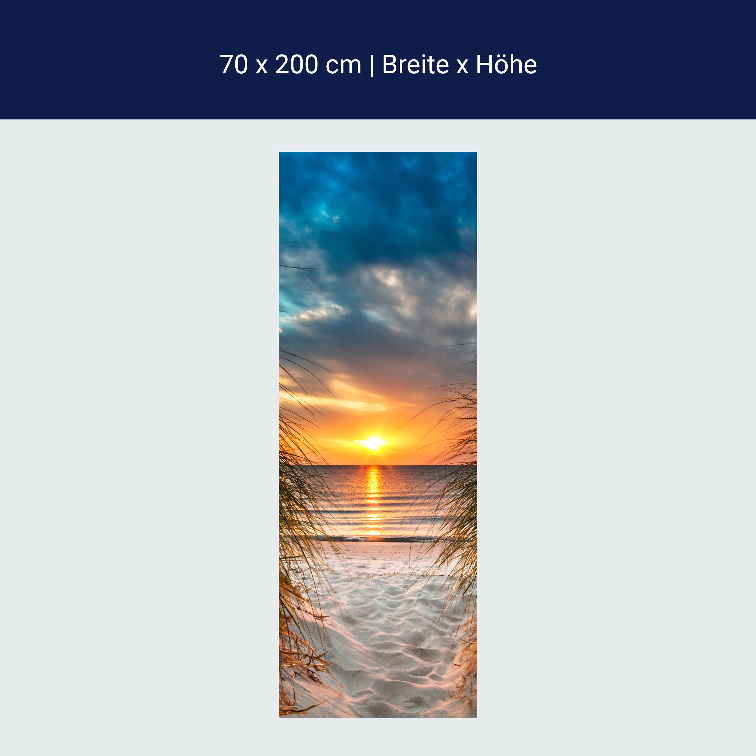 Türtapete Blick durch Düne, Meer, Sonnenuntergang M1293 Türtapete Blick durch Düne, Meer, Sonnenuntergang M1293