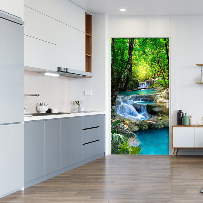 Türtapete Wasser Treppen im Wald, Natur, Bäume M1295 - Bild 1 Türtapete Wasser Treppen im Wald, Natur, Bäume M1295 - Bild 1