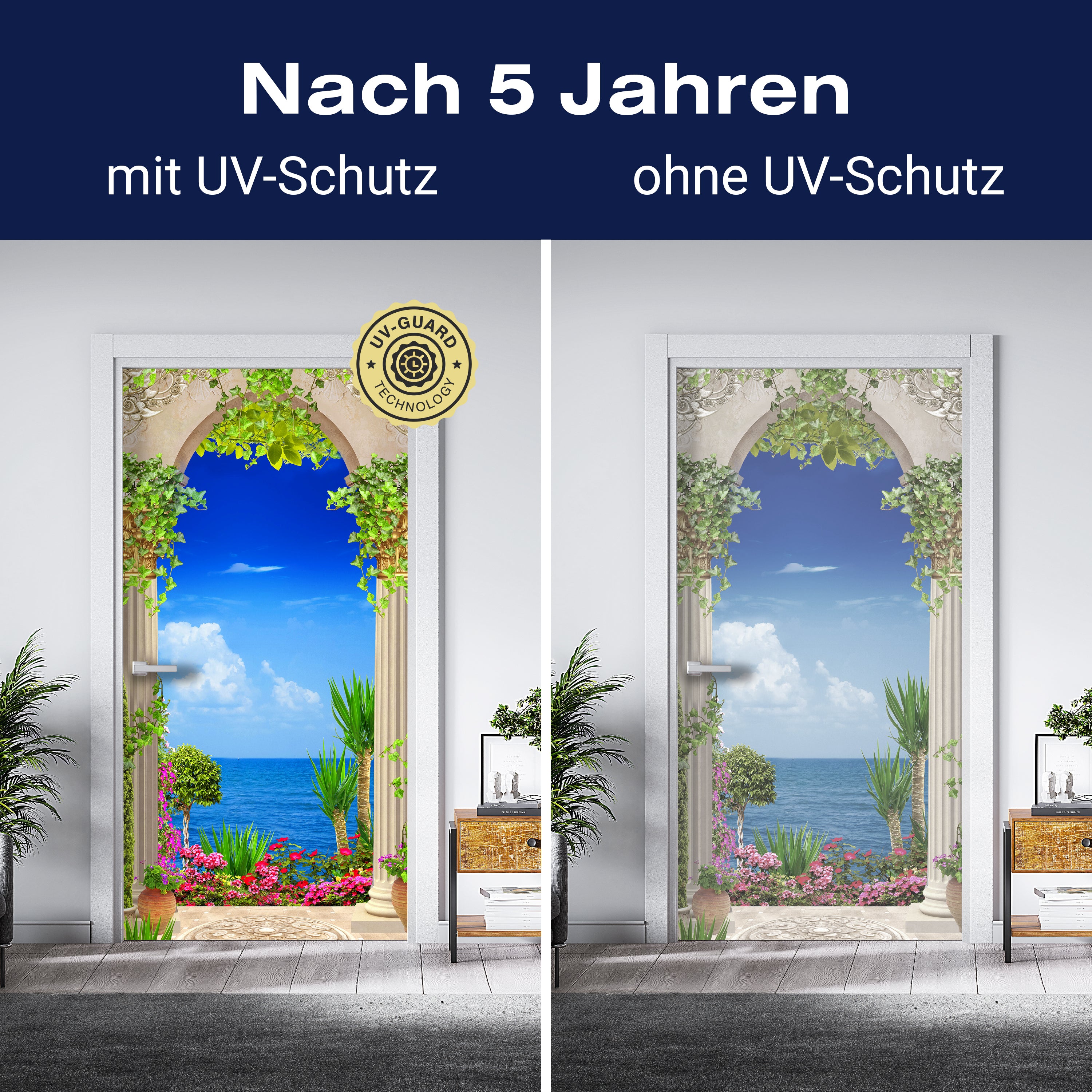 Türtapete Blick aufs Meer, Säulen, Pflanzen, Efeu M1296 - Bild 4 Türtapete Blick aufs Meer, Säulen, Pflanzen, Efeu M1296 - Bild 4