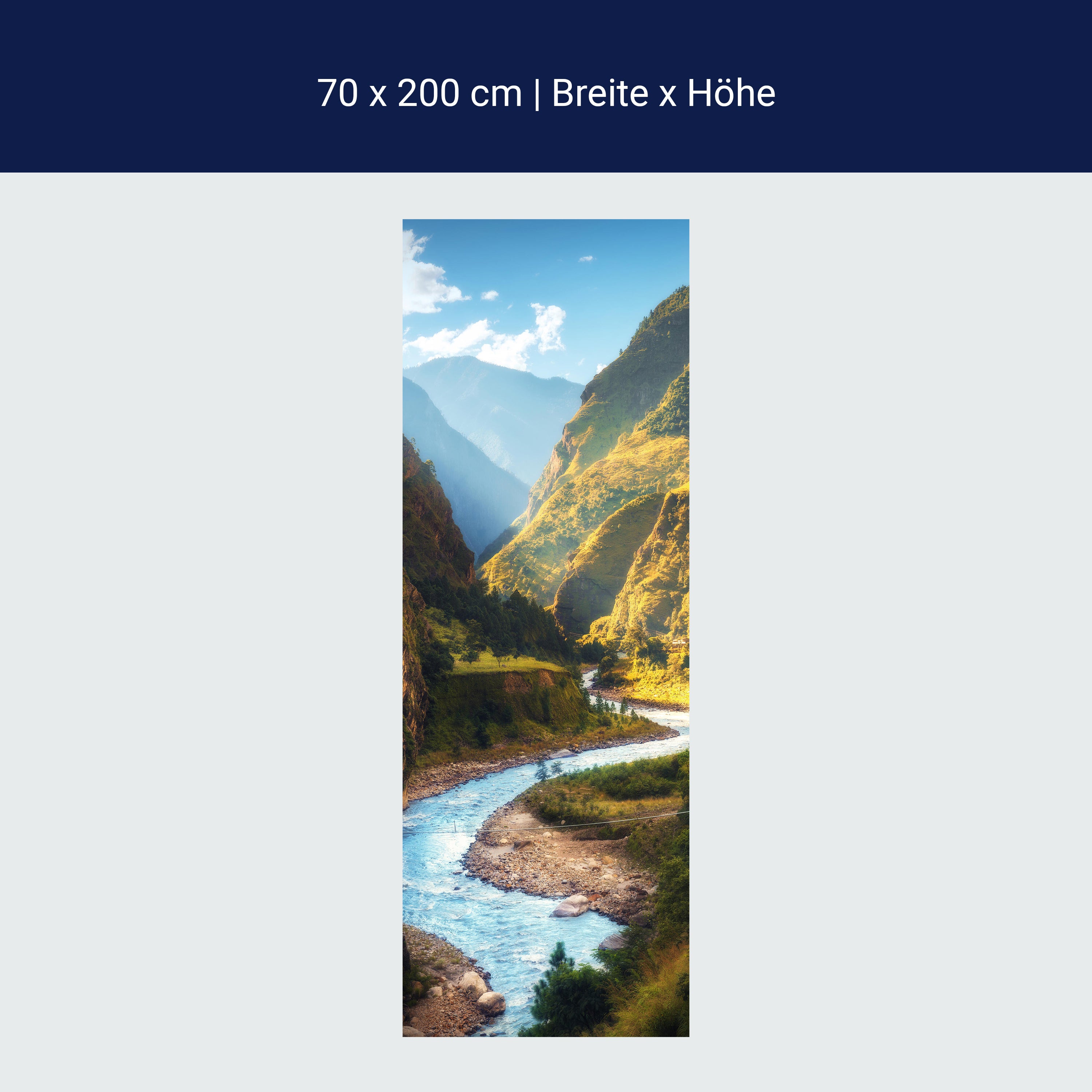 Türtapete Fluss im Tal, Berge, Sonne, Gebirge M1299 Türtapete Fluss im Tal, Berge, Sonne, Gebirge M1299