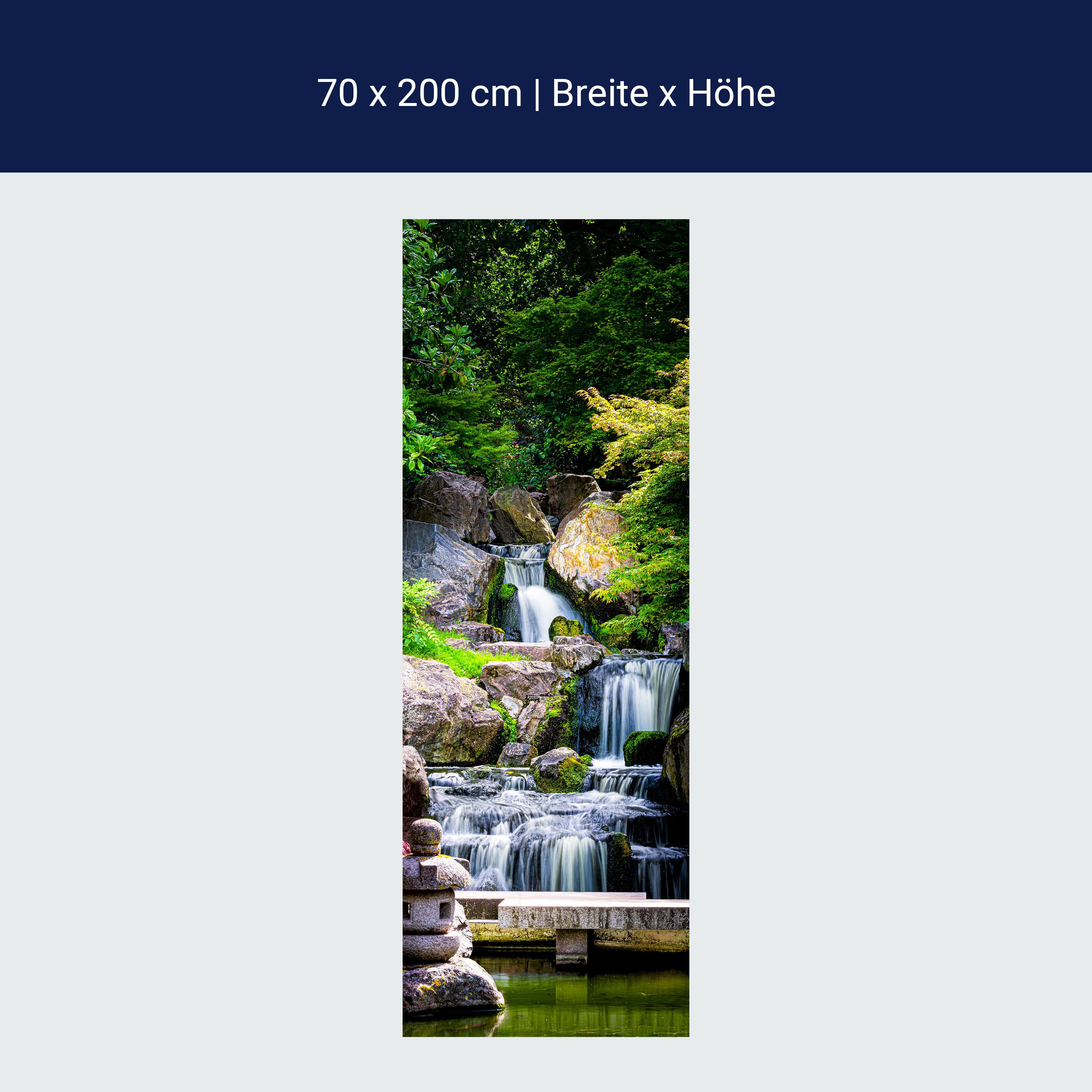 Türtapete Wasserfall in Garten, Bäume, Stufen M1308 Türtapete Wasserfall in Garten, Bäume, Stufen M1308