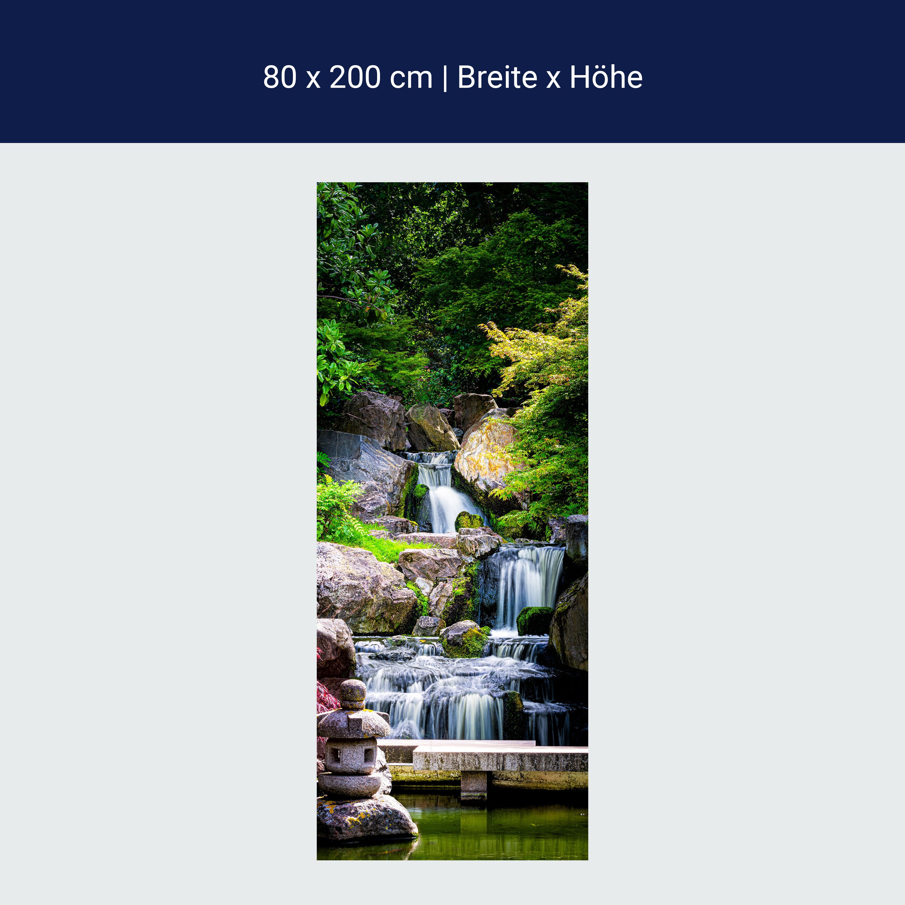 Türtapete Wasserfall in Garten, Bäume, Stufen M1308 Türtapete Wasserfall in Garten, Bäume, Stufen M1308