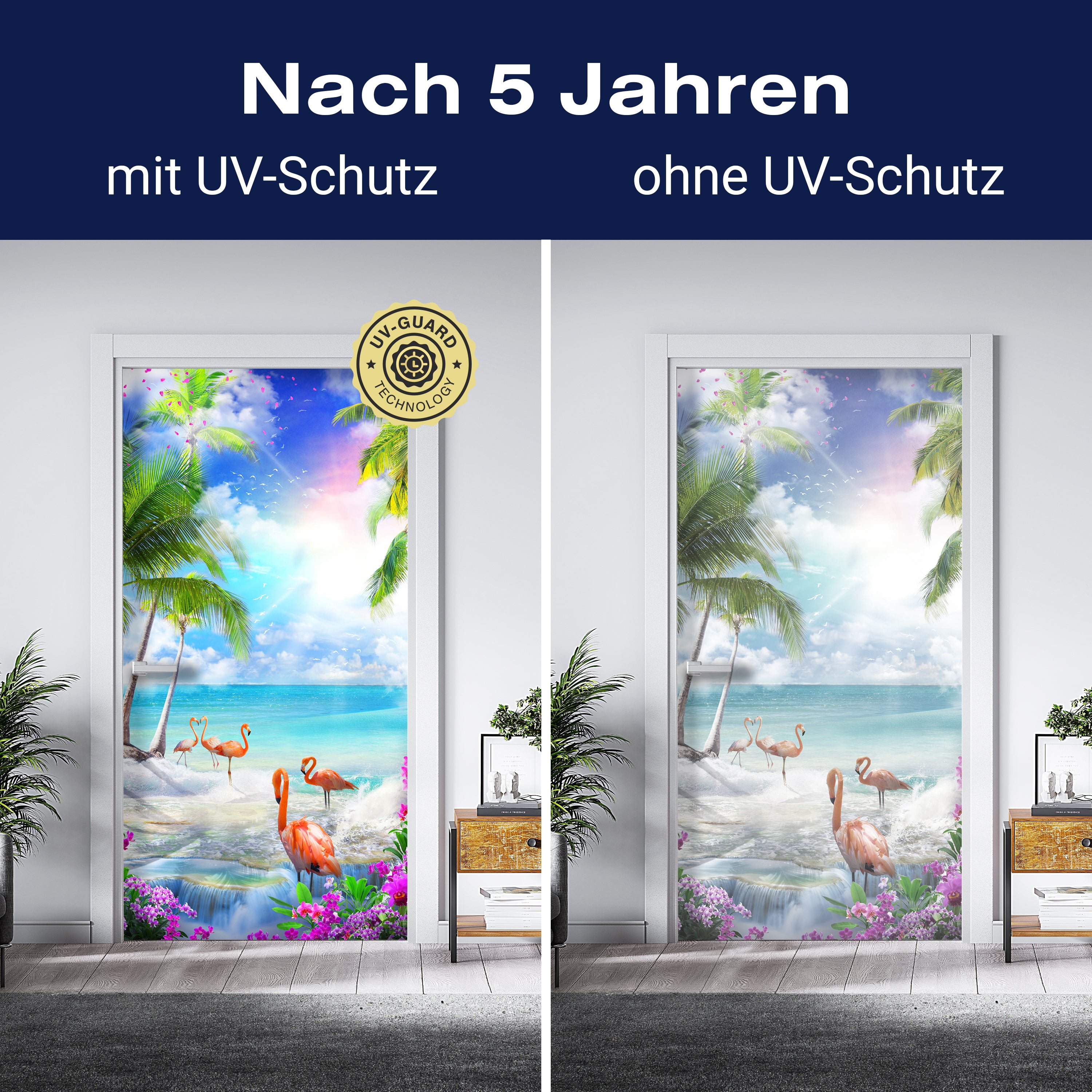 Türtapete Flamingos am Meer, Palmen, Wasser, Sonne M1309 - Bild 4 Türtapete Flamingos am Meer, Palmen, Wasser, Sonne M1309 - Bild 4