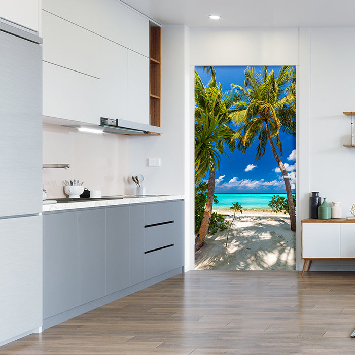 Türtapete Blick aufs Meer, Palmen, Paradies, Sand M1311 - Bild 1 Türtapete Blick aufs Meer, Palmen, Paradies, Sand M1311 - Bild 1