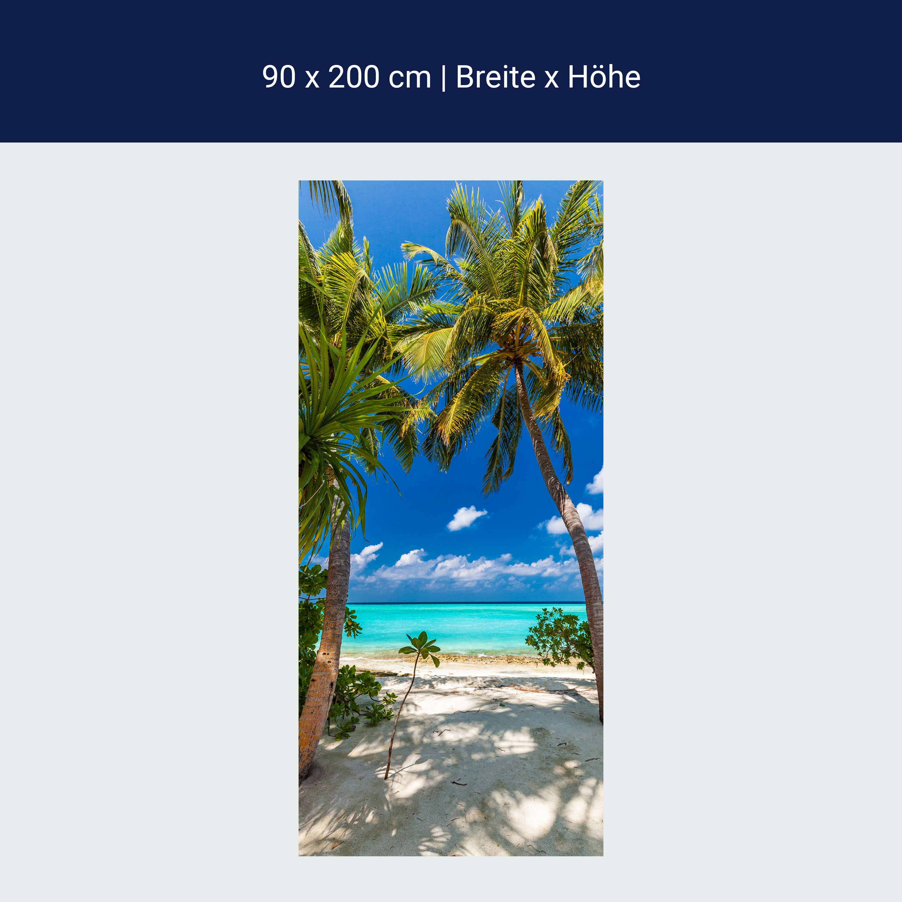 Türtapete Blick aufs Meer, Palmen, Paradies, Sand M1311 Türtapete Blick aufs Meer, Palmen, Paradies, Sand M1311