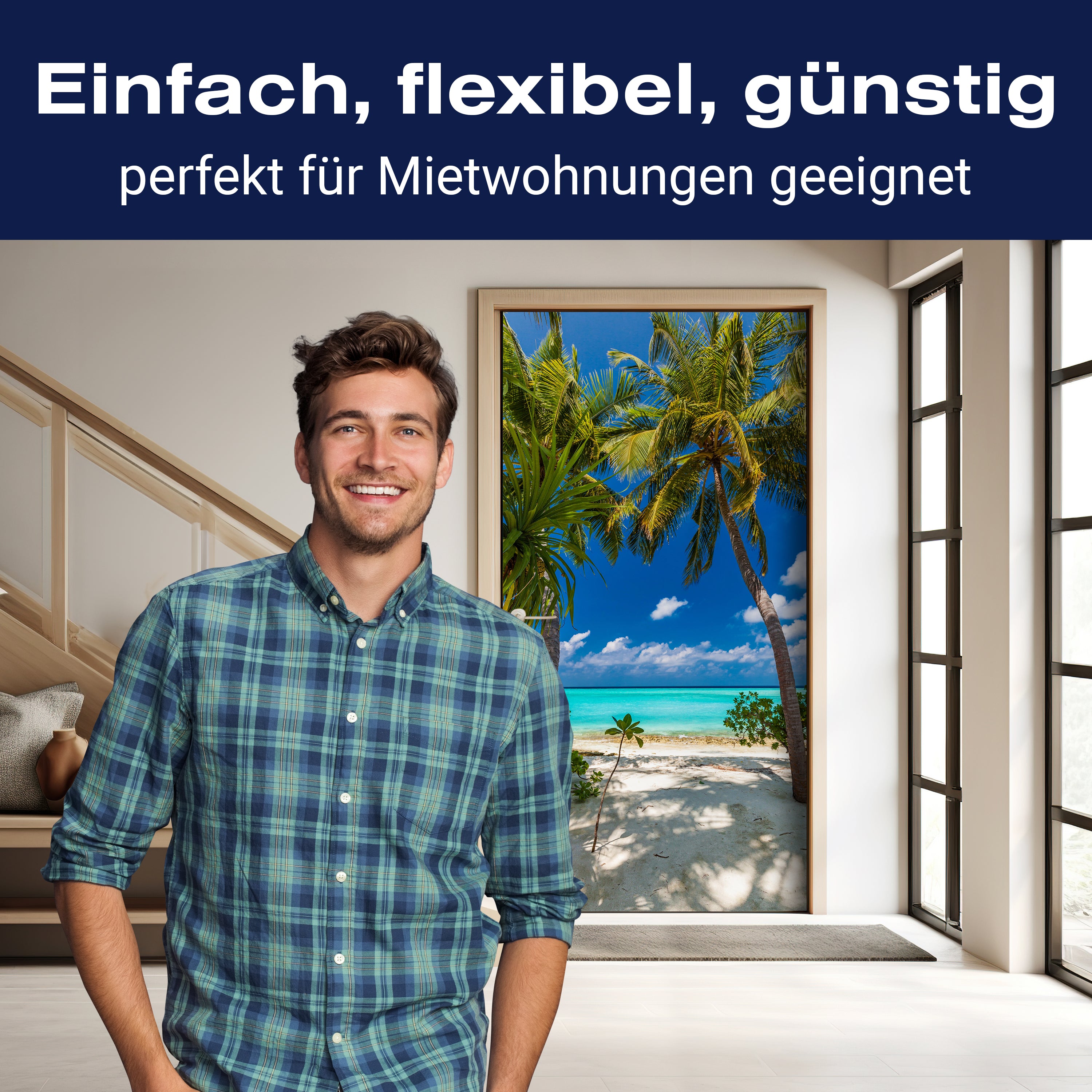 Türtapete Blick aufs Meer, Palmen, Paradies, Sand M1311 - Bild 3 Türtapete Blick aufs Meer, Palmen, Paradies, Sand M1311 - Bild 3