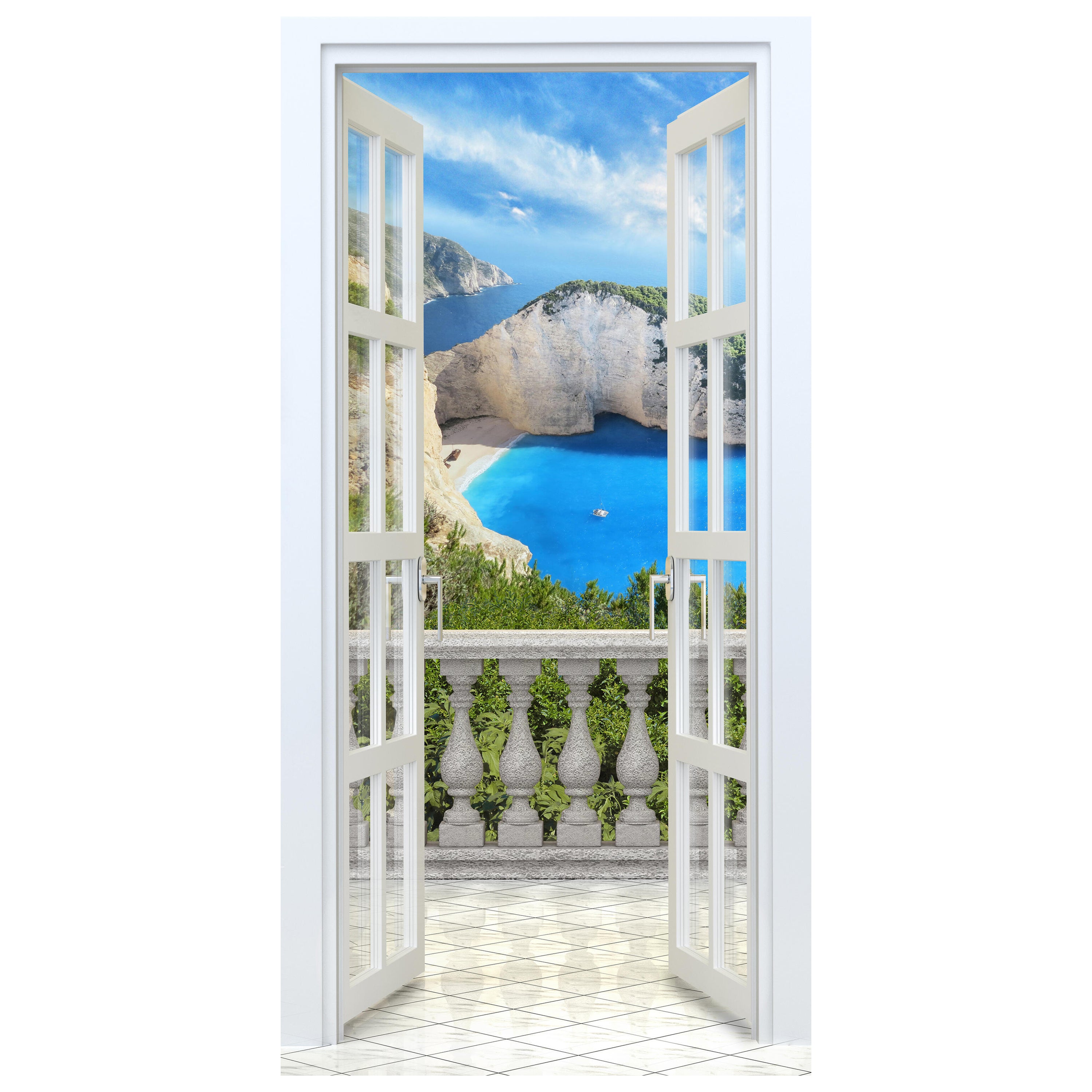 Türtapete Ausblick von Balkon, Meer, Küste, Felsen M1312 - Bild 2 Türtapete Ausblick von Balkon, Meer, Küste, Felsen M1312 - Bild 2